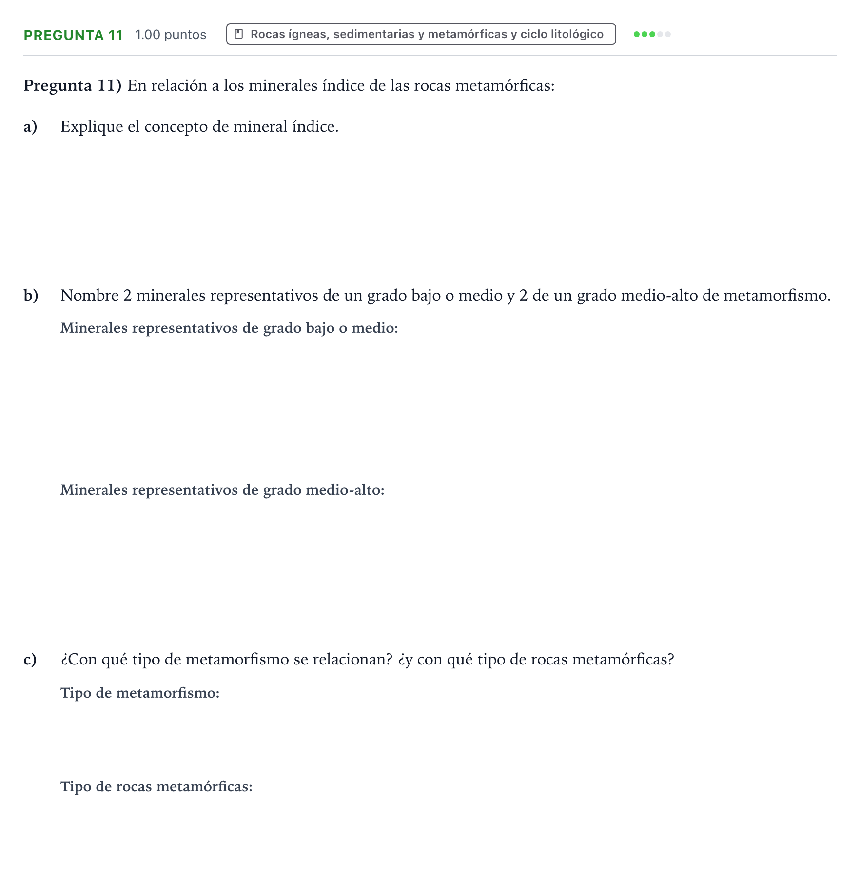 Enunciado: Pregunta 11 · Geología y Ciencias Ambientales PAU Valencia Extraordinaria 2022
