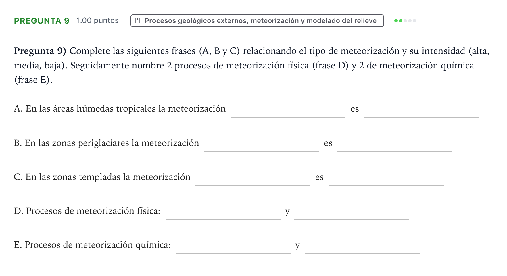 Enunciado: Pregunta 9 · Geología y Ciencias Ambientales PAU Valencia Extraordinaria 2022