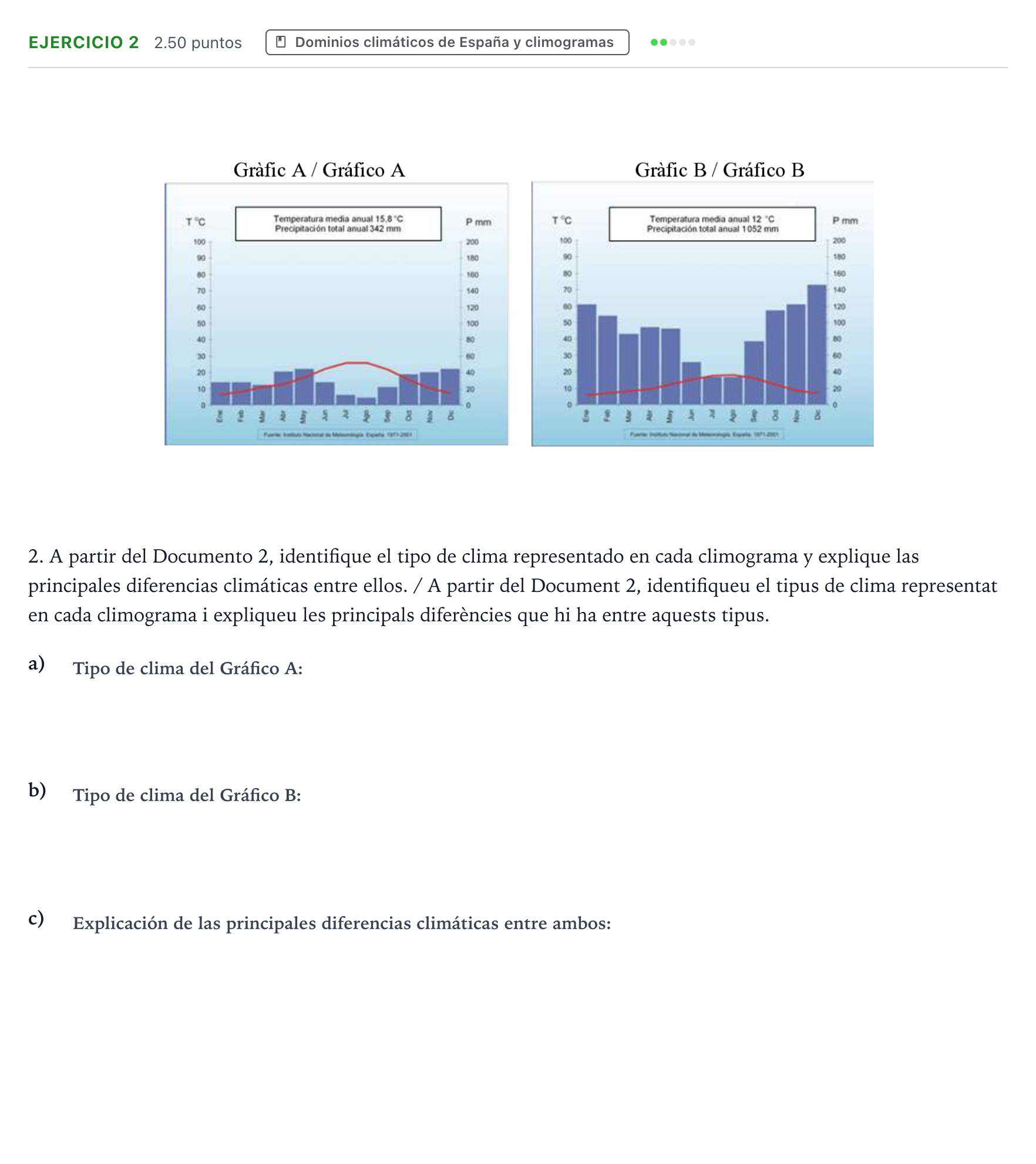 Enunciado: Problema 2 · Geografía PAU Valencia Extraordinaria 2022