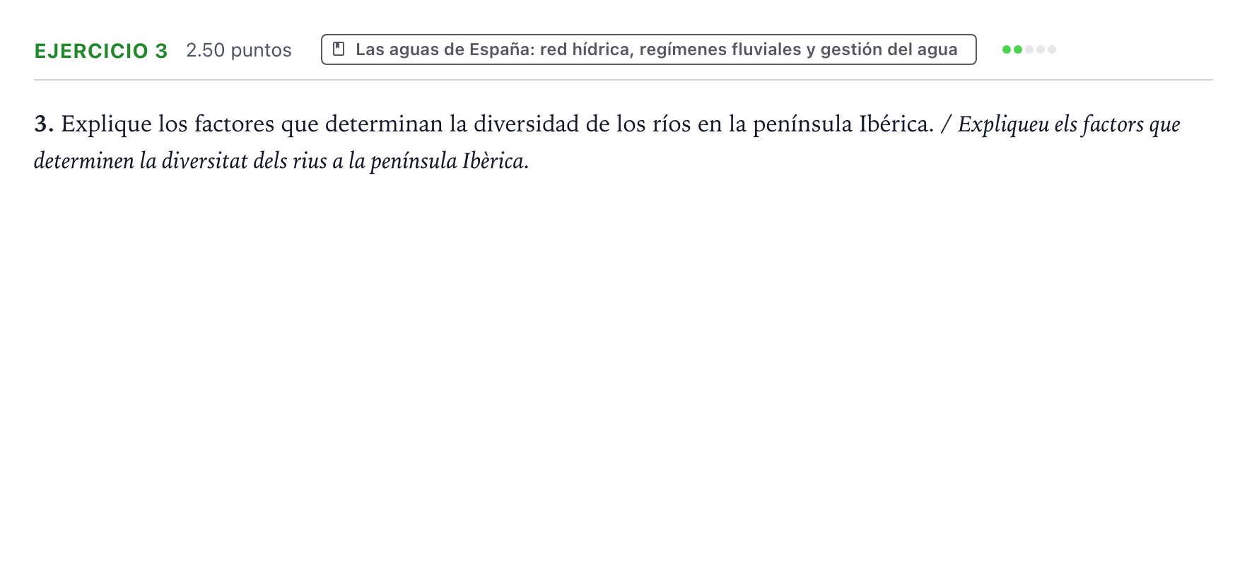 Enunciado: Problema 3 · Geografía PAU Valencia Extraordinaria 2022