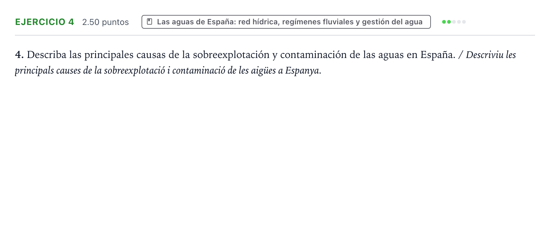 Enunciado: Problema 4 · Geografía PAU Valencia Extraordinaria 2022
