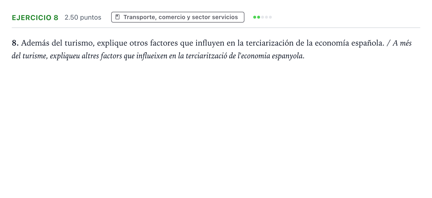 Enunciado: Problema 8 · Geografía PAU Valencia Extraordinaria 2022