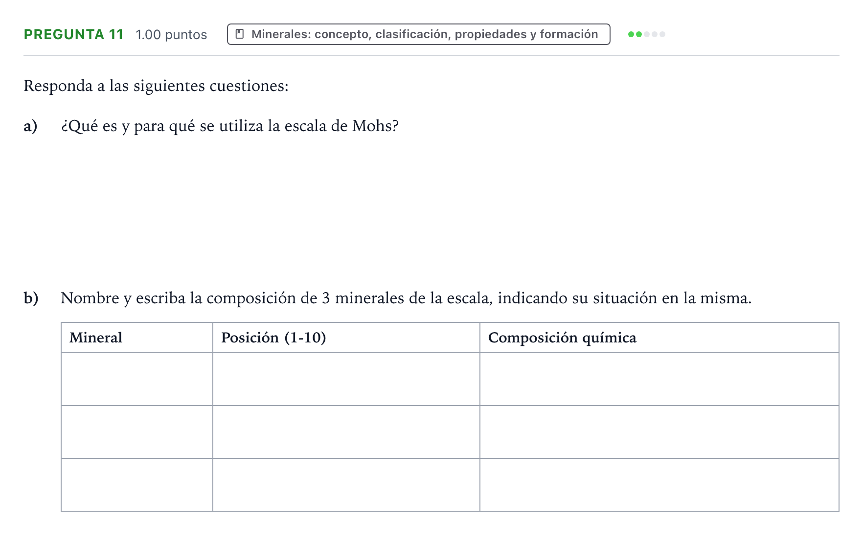 Enunciado: Pregunta 11 · Geología y Ciencias Ambientales PAU Valencia Ordinaria 2022