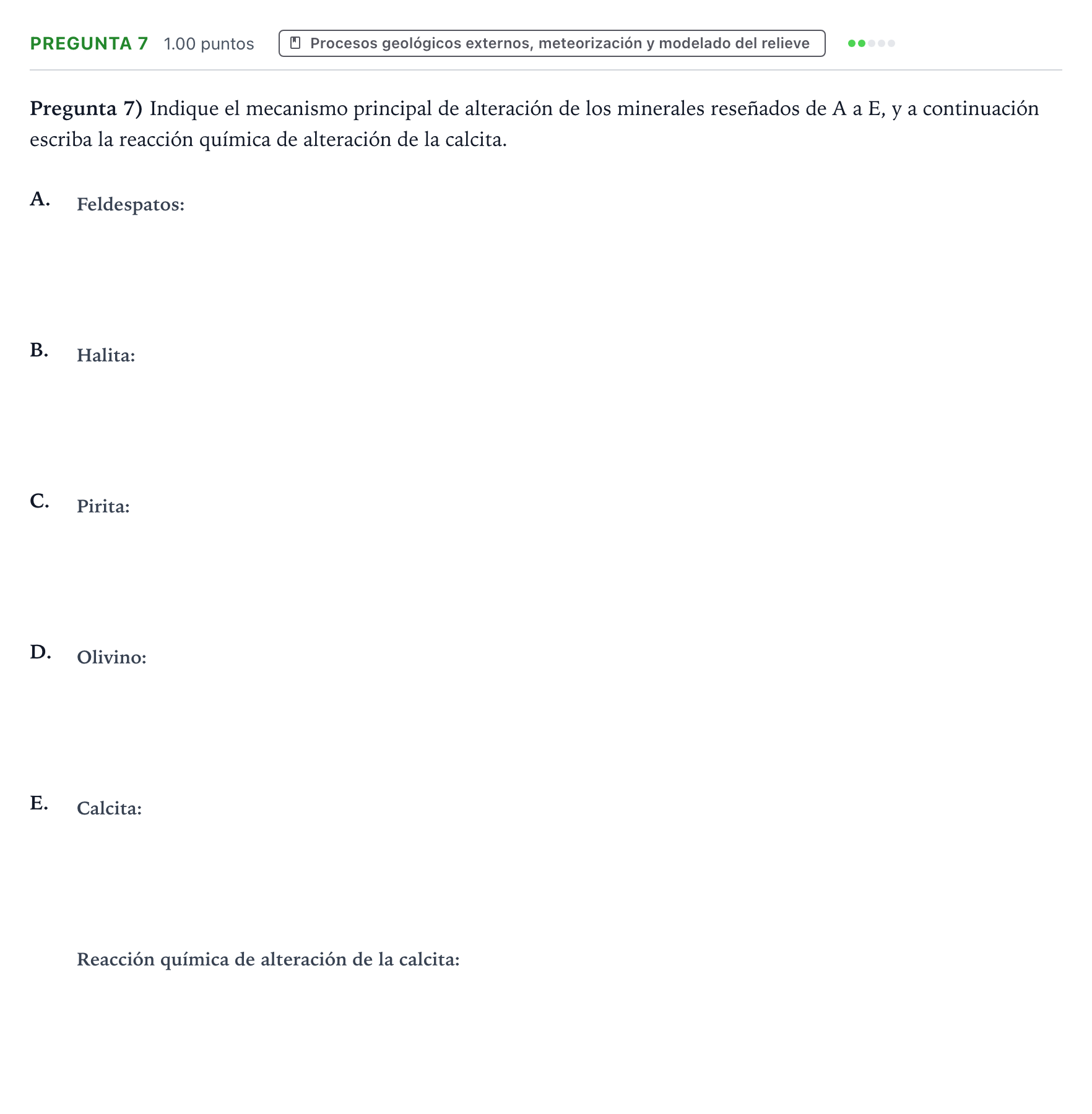 Enunciado: Pregunta 7 · Geología y Ciencias Ambientales PAU Valencia Ordinaria 2022