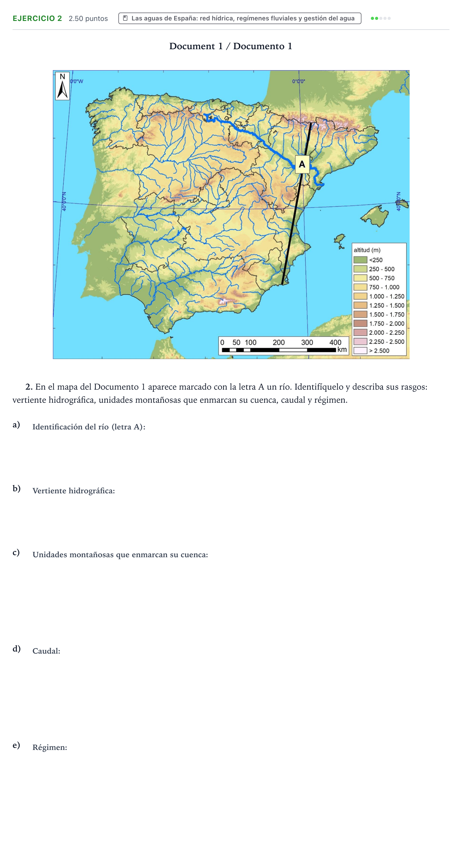 Enunciado: Problema 2 · Geografía PAU Valencia Ordinaria 2022
