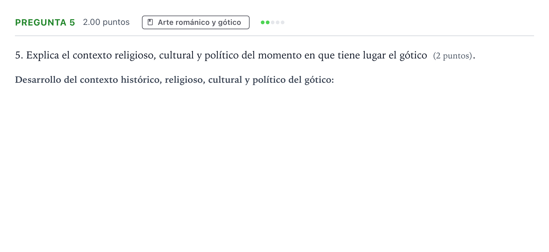 Enunciado: Pregunta 5 · Historia del Arte PAU Valencia Extraordinaria 2022