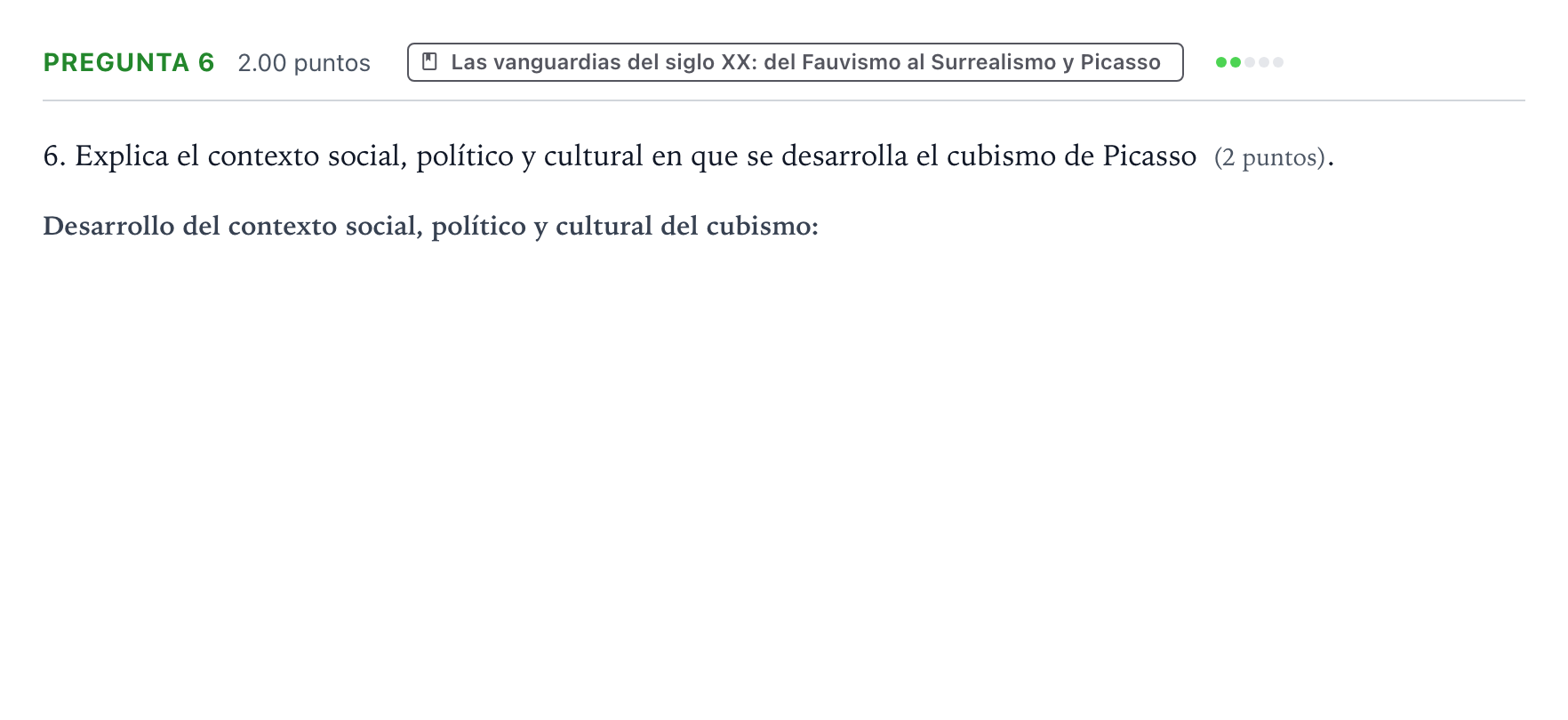 Enunciado: Pregunta 6 · Historia del Arte PAU Valencia Extraordinaria 2022