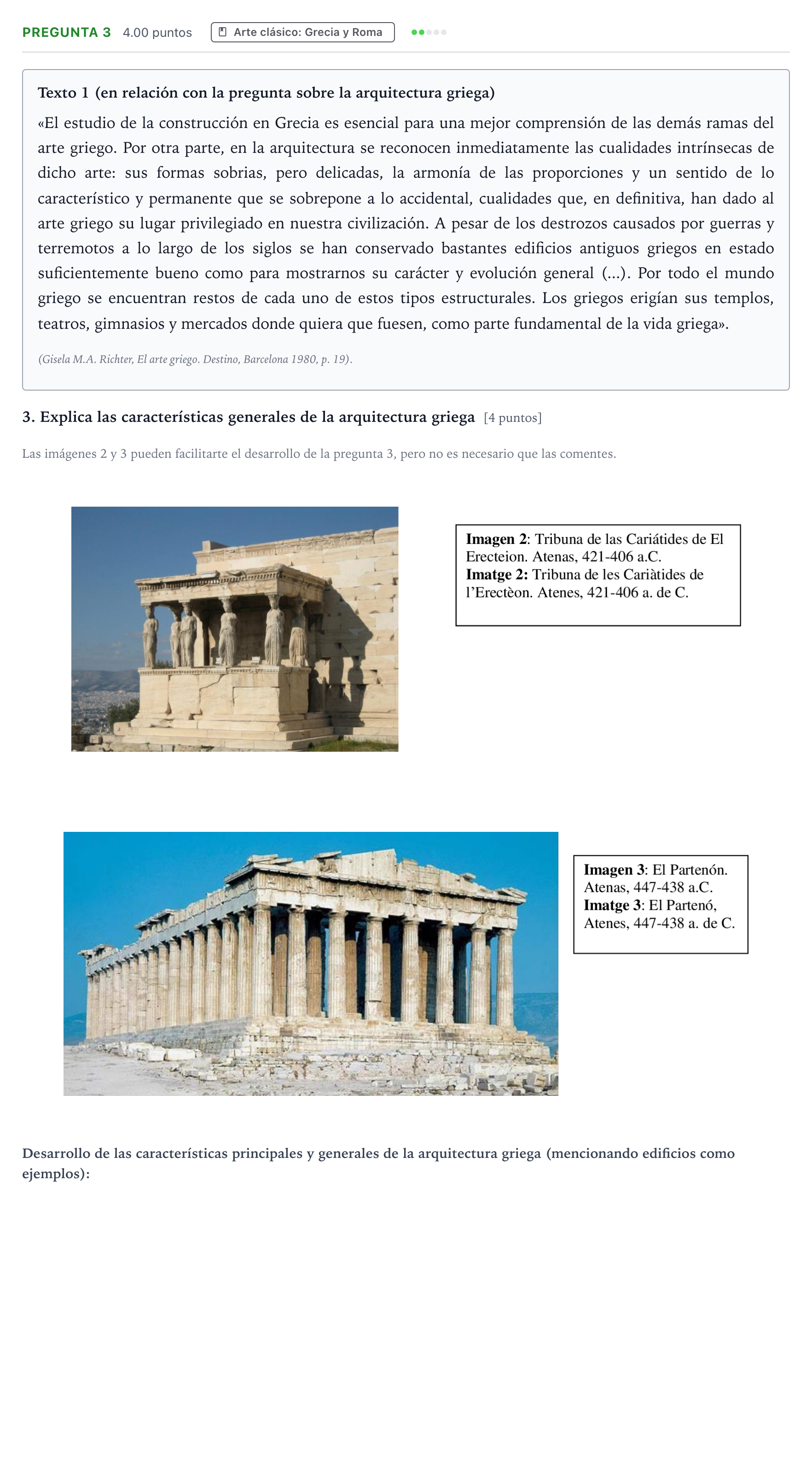 Enunciado: Pregunta 3 · Historia del Arte PAU Valencia Ordinaria 2022
