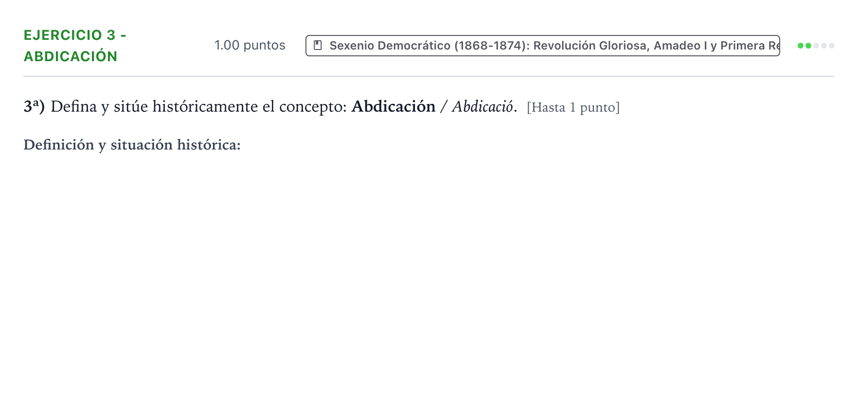 Enunciado: Ejercicio 3 - Abdicación · Historia de España PAU Valencia Extraordinaria 2022