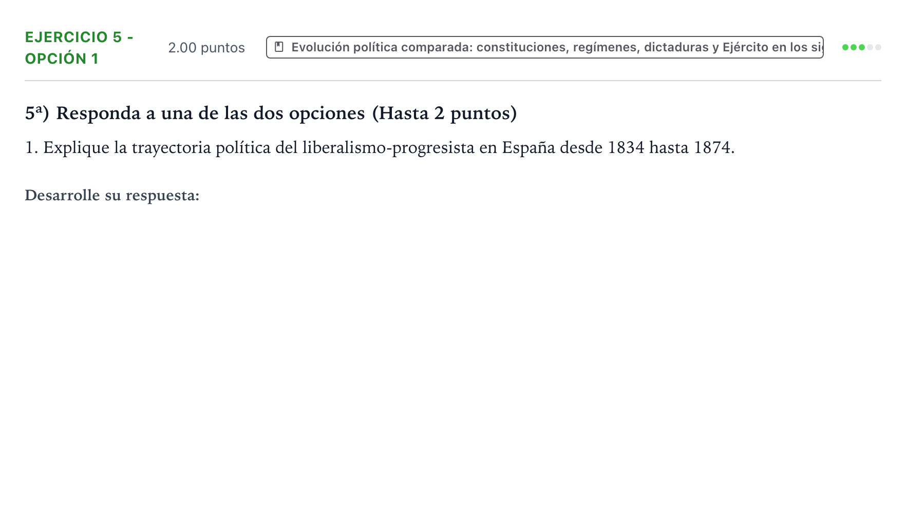 Enunciado: Ejercicio 5 - Opción 1 · Historia de España PAU Valencia Extraordinaria 2022