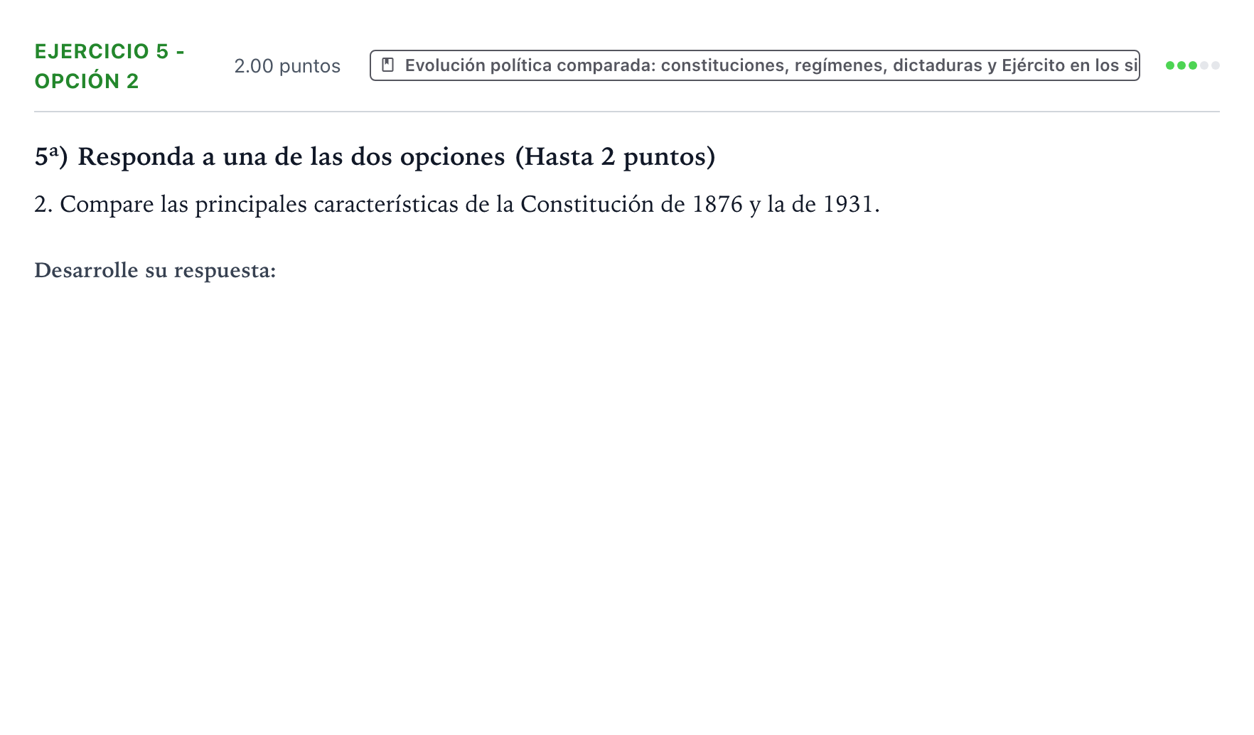 Enunciado: Ejercicio 5 - Opción 2 · Historia de España PAU Valencia Extraordinaria 2022