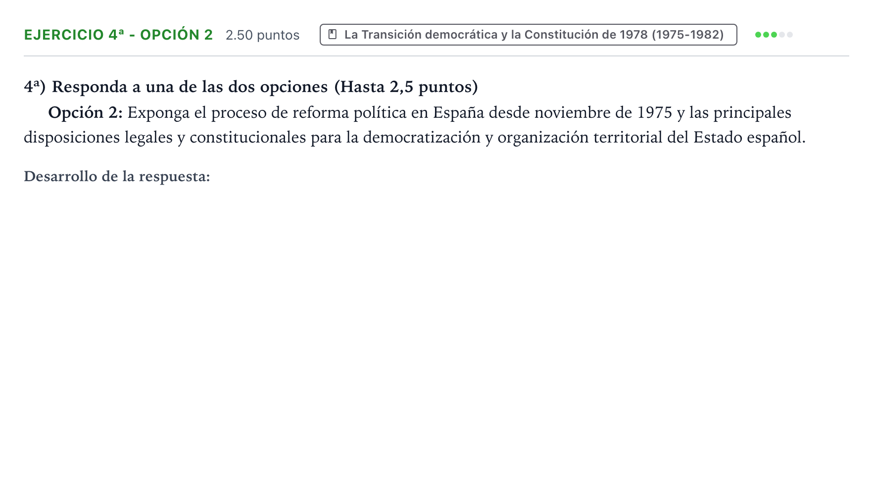 Enunciado: Ejercicio 4ª - Opción 2 · Historia de España PAU Valencia Ordinaria 2022