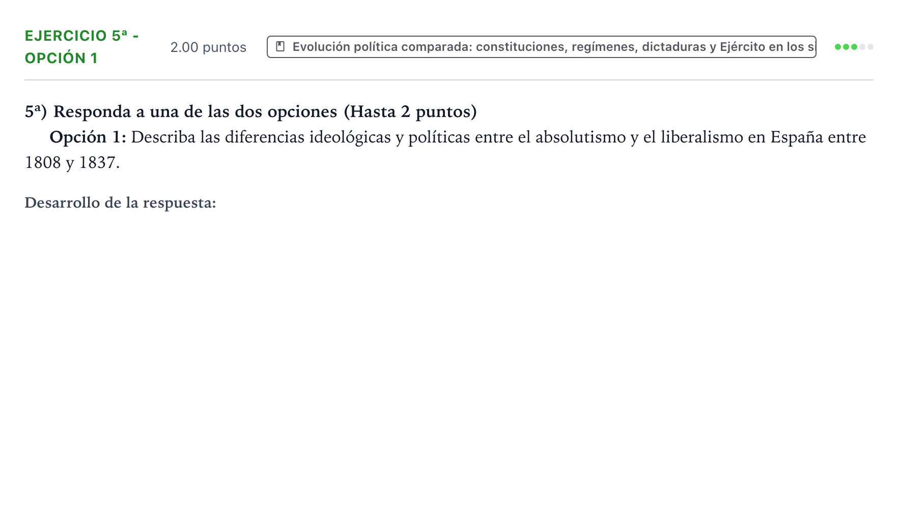 Enunciado: Ejercicio 5ª - Opción 1 · Historia de España PAU Valencia Ordinaria 2022