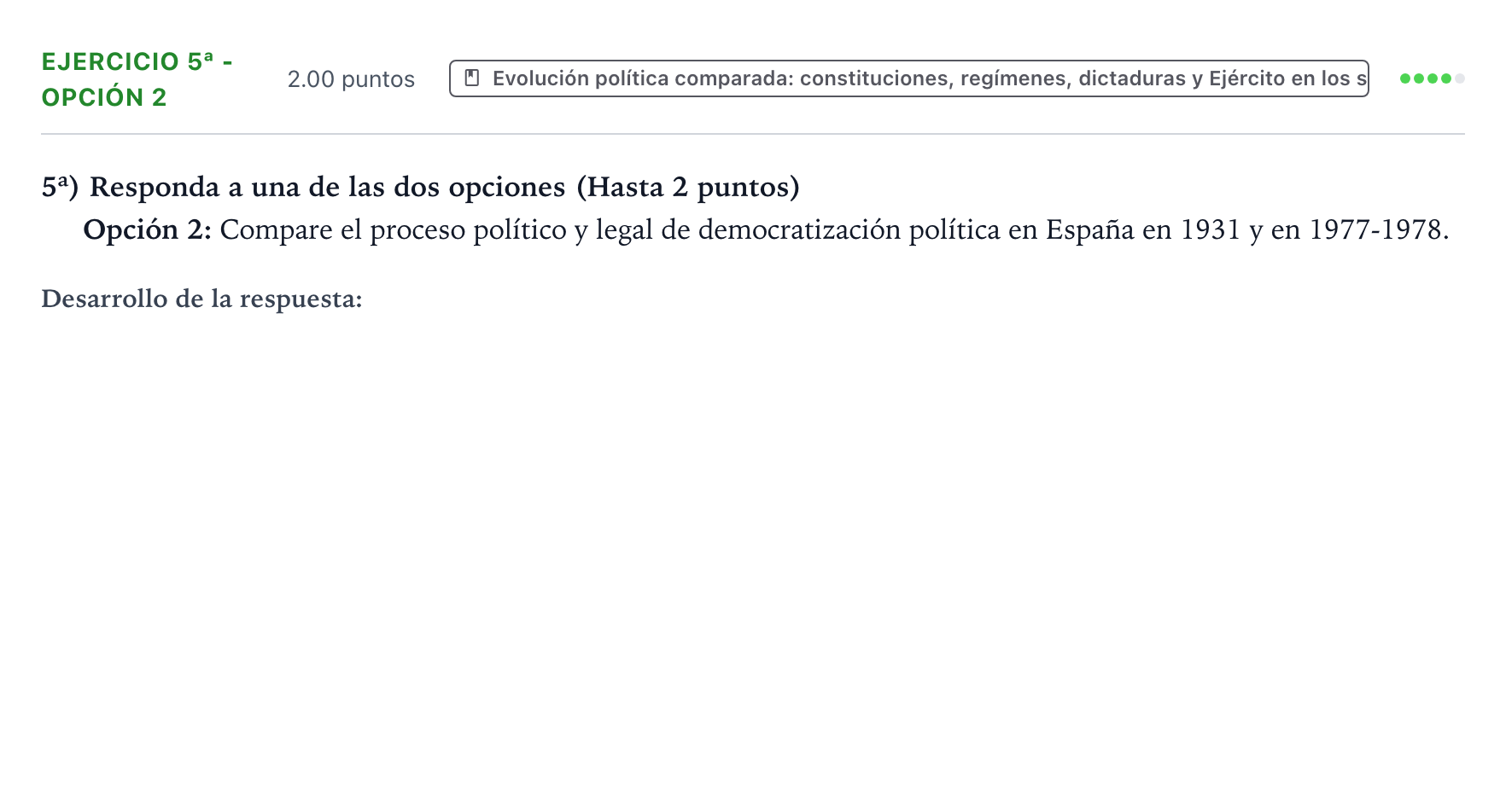 Enunciado: Ejercicio 5ª - Opción 2 · Historia de España PAU Valencia Ordinaria 2022