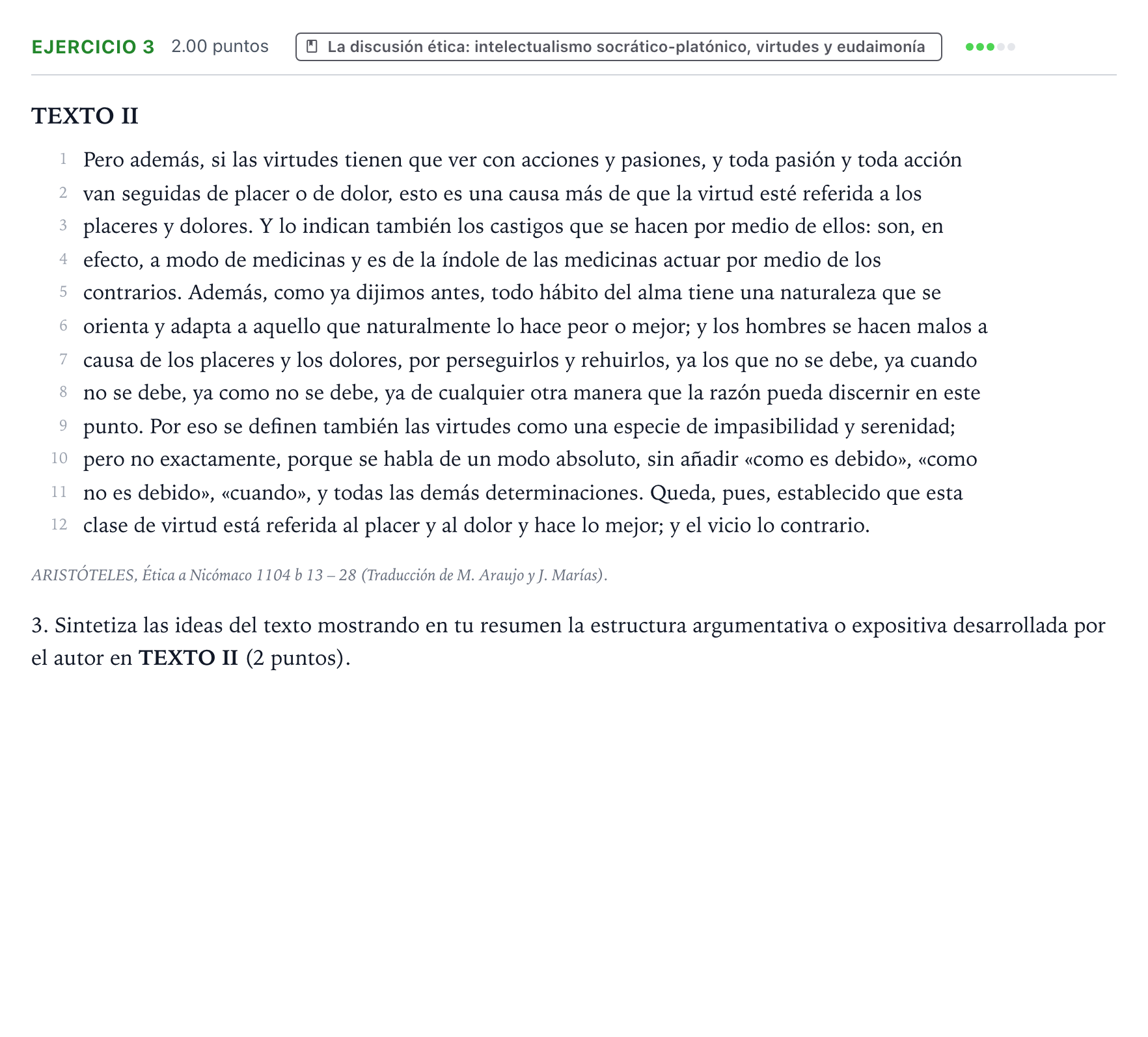 Enunciado: Problema 3 · Historia de la Filosofía PAU Valencia Extraordinaria 2022