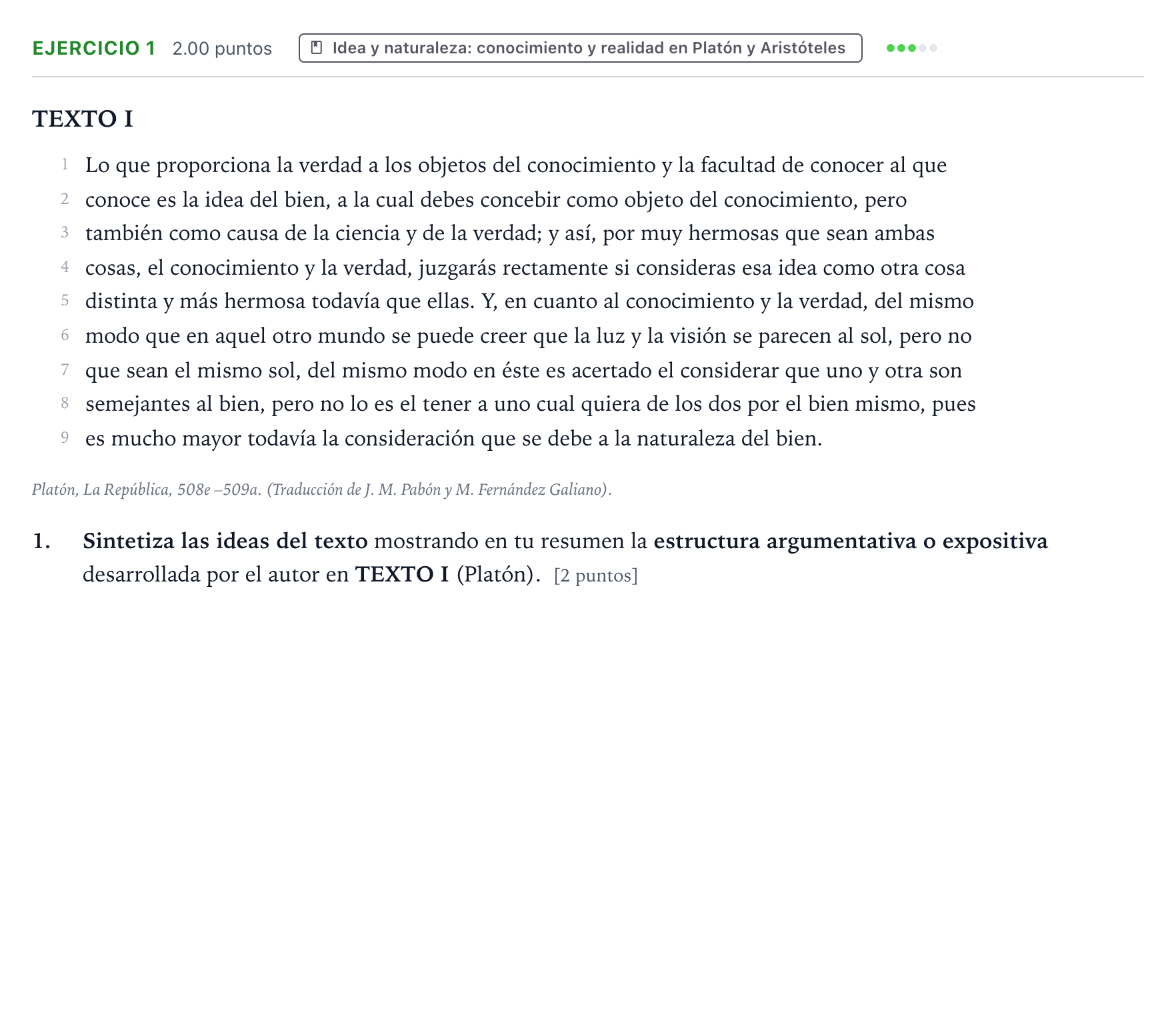 Enunciado: Problema 1 · Historia de la Filosofía PAU Valencia Ordinaria 2022
