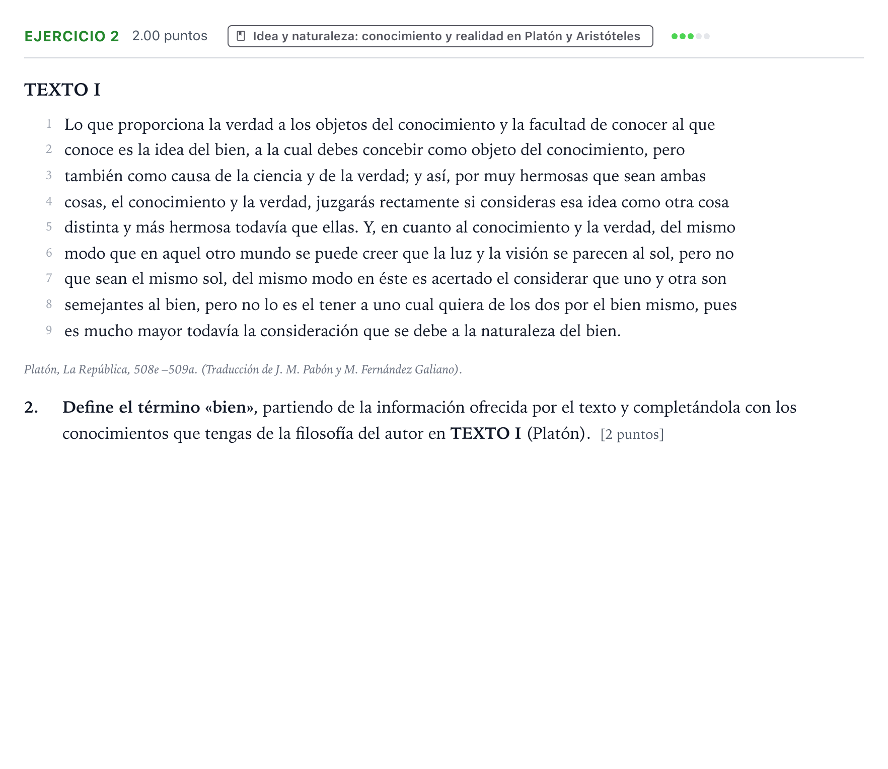 Enunciado: Problema 2 · Historia de la Filosofía PAU Valencia Ordinaria 2022