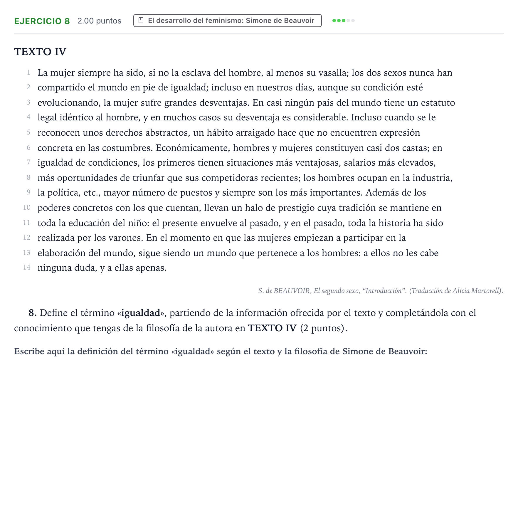 Enunciado: Problema 8 · Historia de la Filosofía PAU Valencia Ordinaria 2022