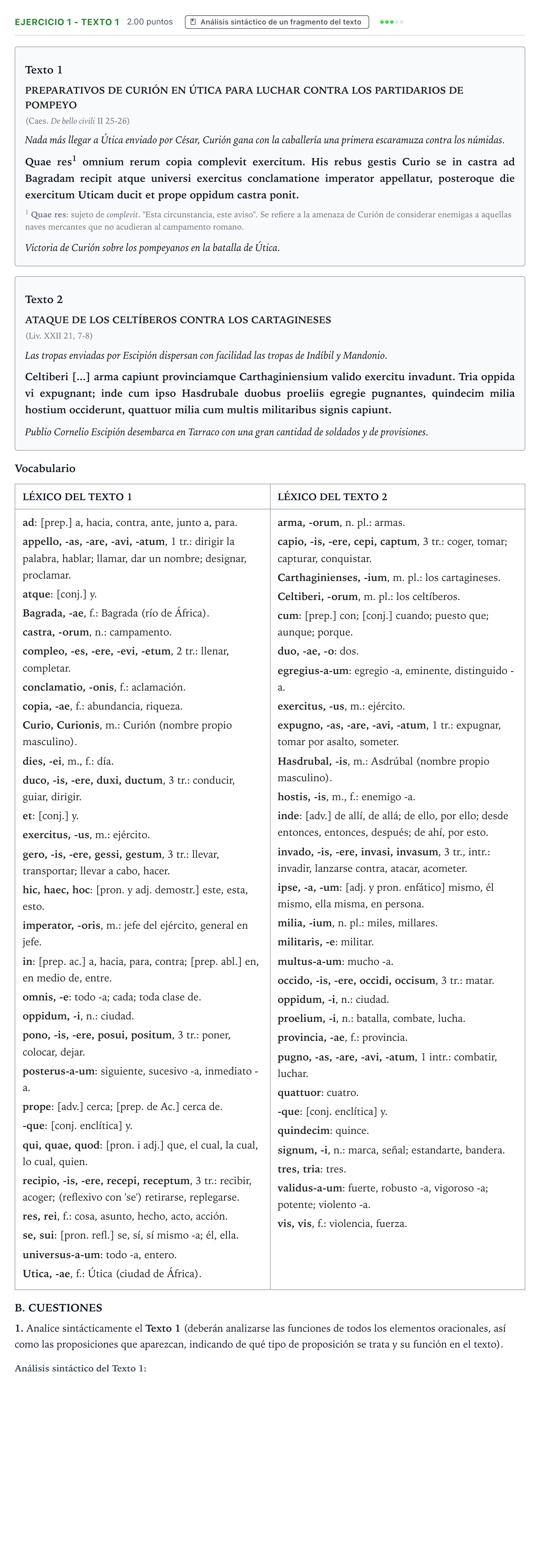 Enunciado: Ejercicio 1 - Texto 1 · Latín II PAU Valencia Extraordinaria 2022