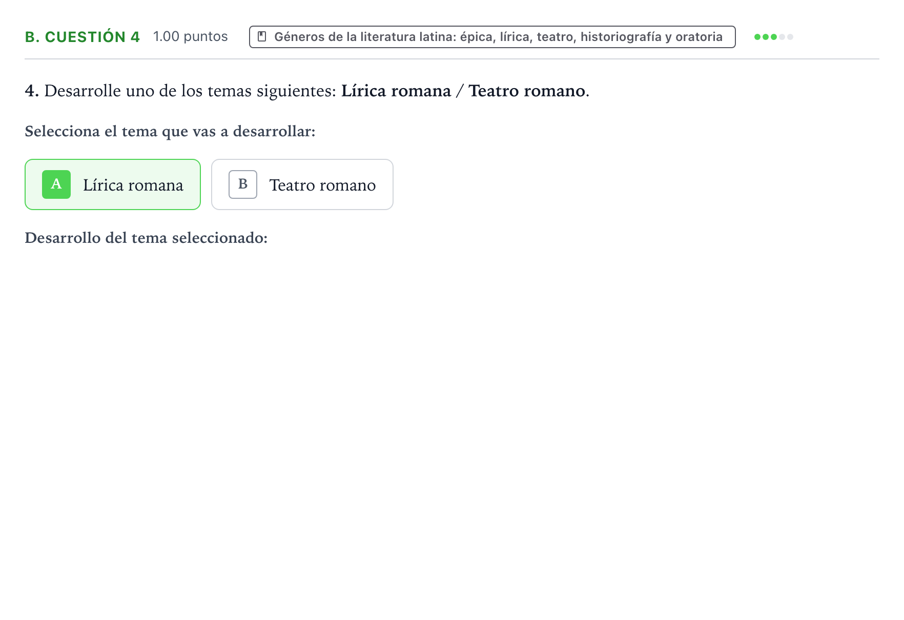 Enunciado: Ejercicio B. Cuestión 4 · Latín II PAU Valencia Ordinaria 2022