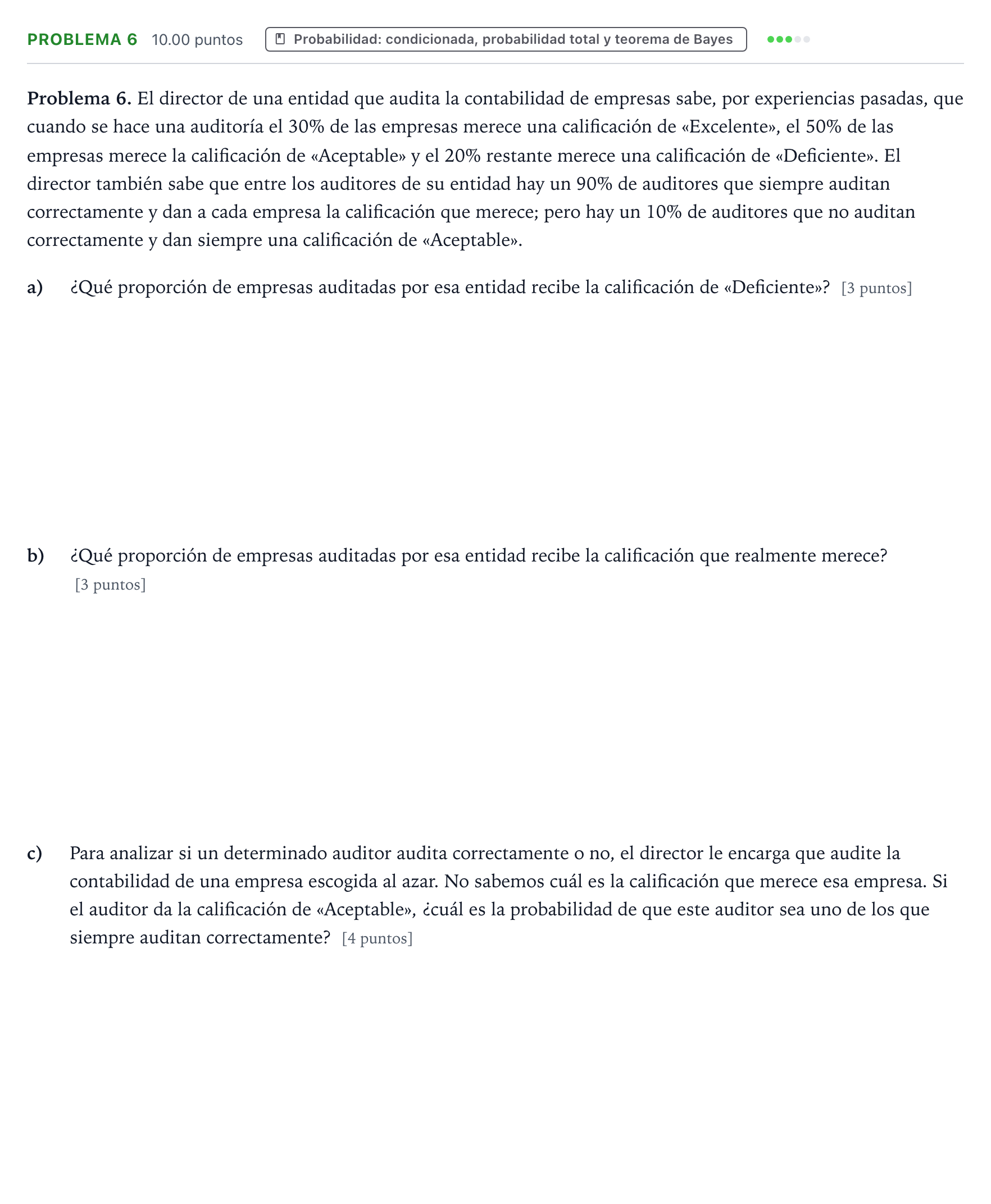 Enunciado: Problema 6 · Matemáticas aplicadas a las Ciencias Sociales II PAU Valencia Extraordinaria 2022