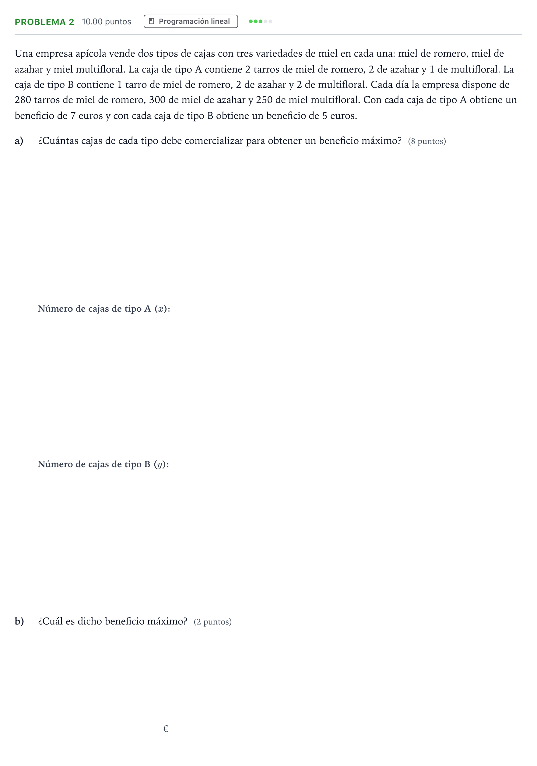 Enunciado: Problema 2 · Matemáticas aplicadas a las Ciencias Sociales II PAU Valencia Ordinaria 2022