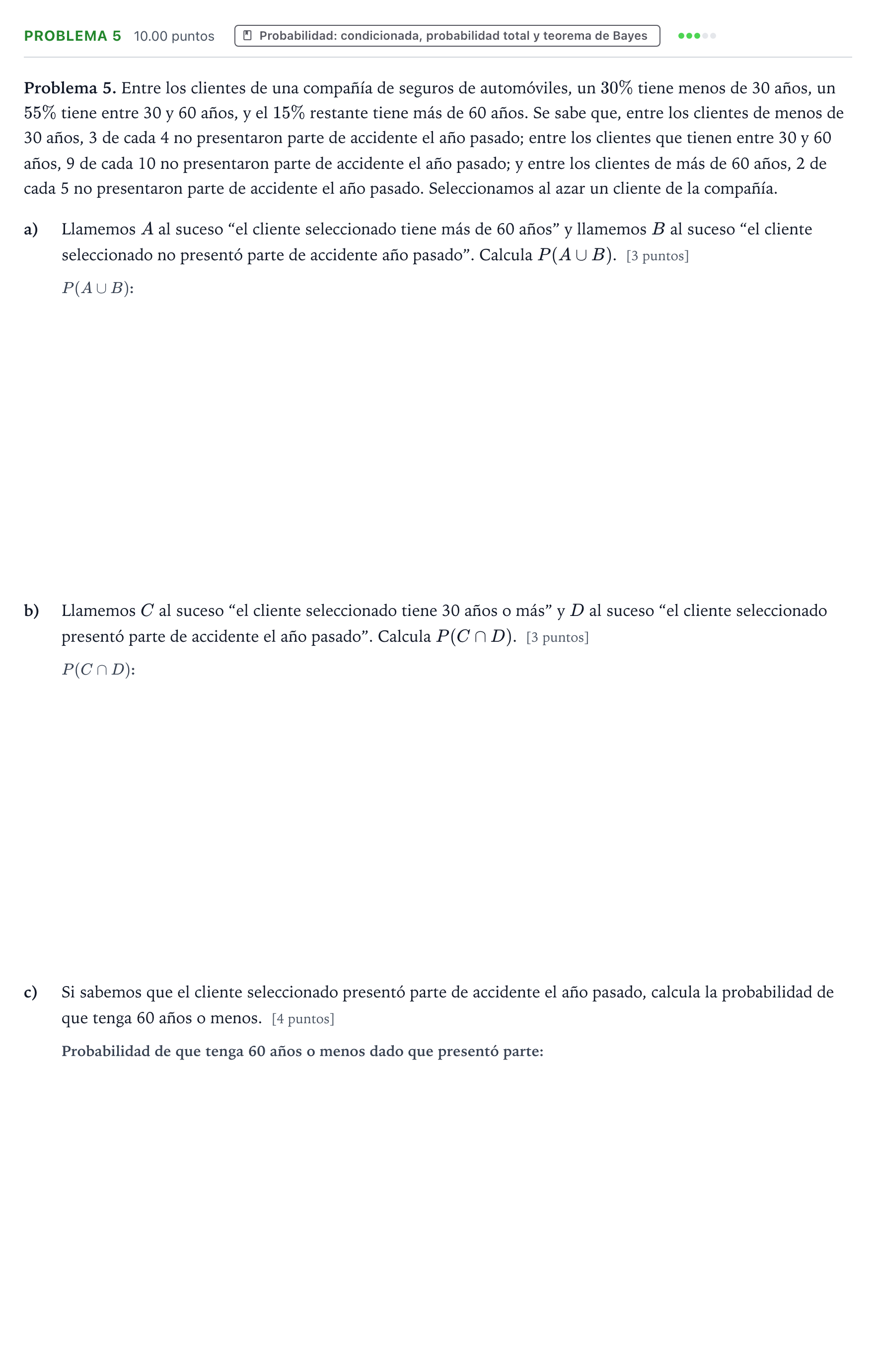 Enunciado: Problema 5 · Matemáticas aplicadas a las Ciencias Sociales II PAU Valencia Ordinaria 2022
