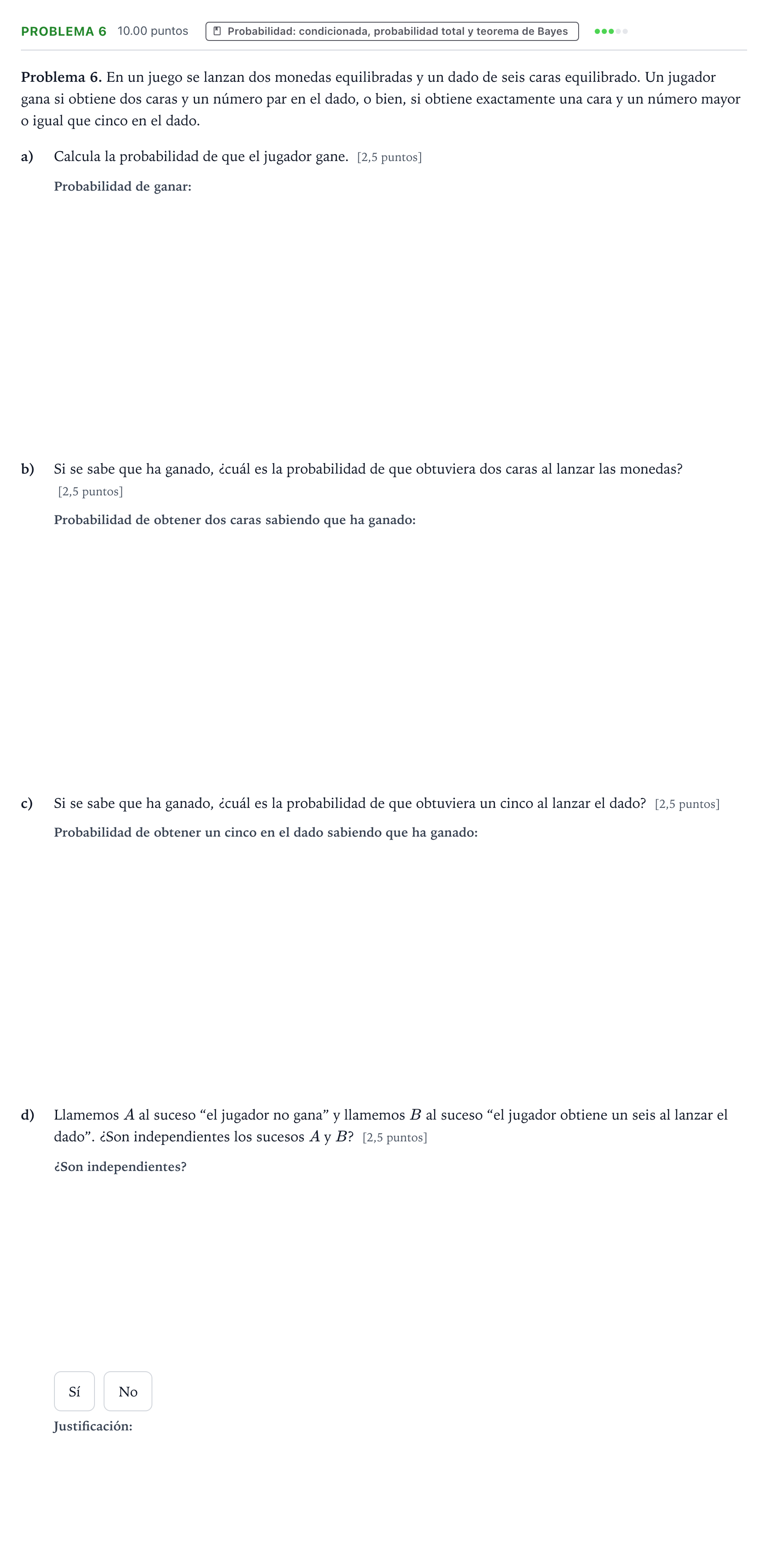 Enunciado: Problema 6 · Matemáticas aplicadas a las Ciencias Sociales II PAU Valencia Ordinaria 2022