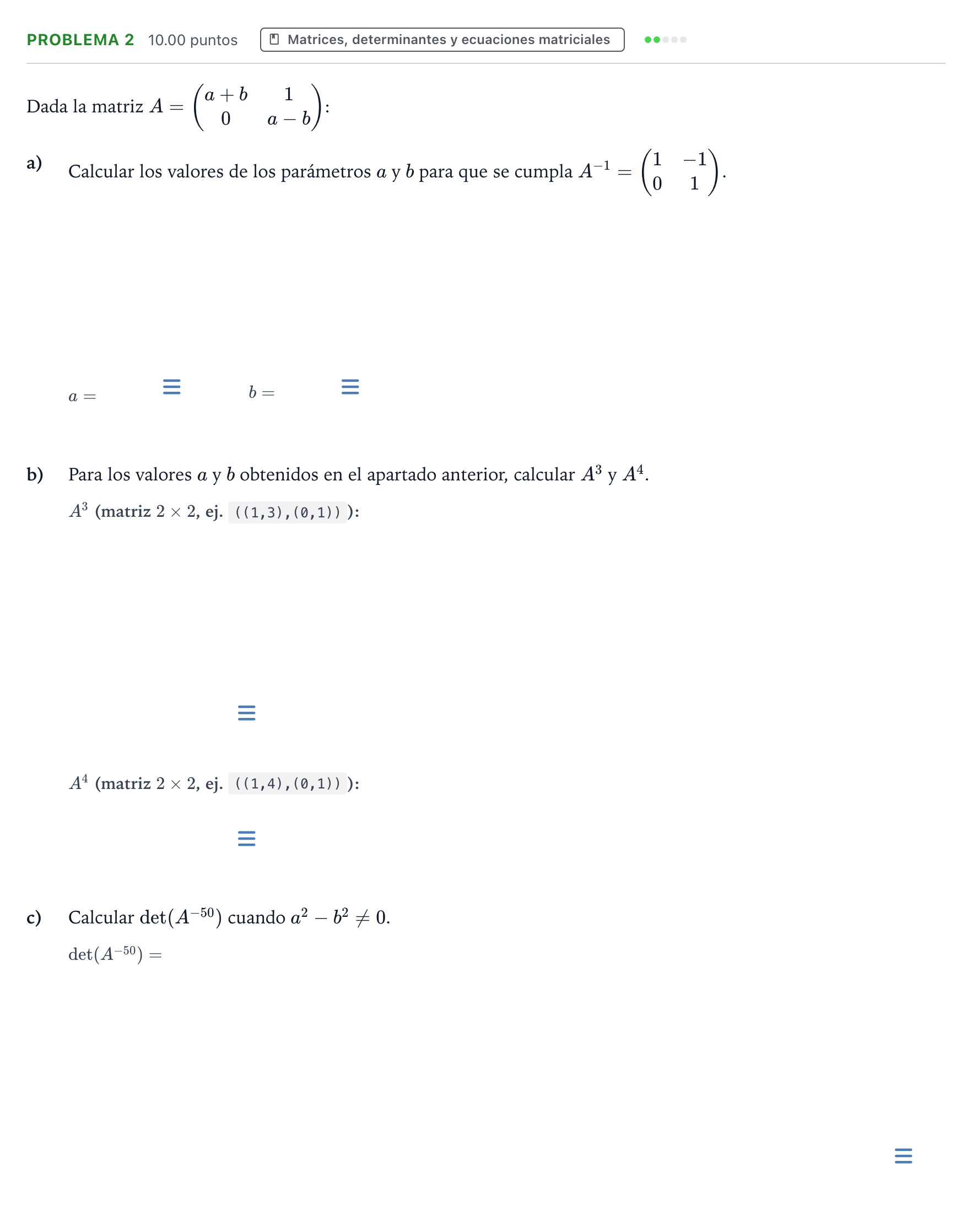 Enunciado: Problema 2 · Matemáticas II PAU Valencia Extraordinaria 2022