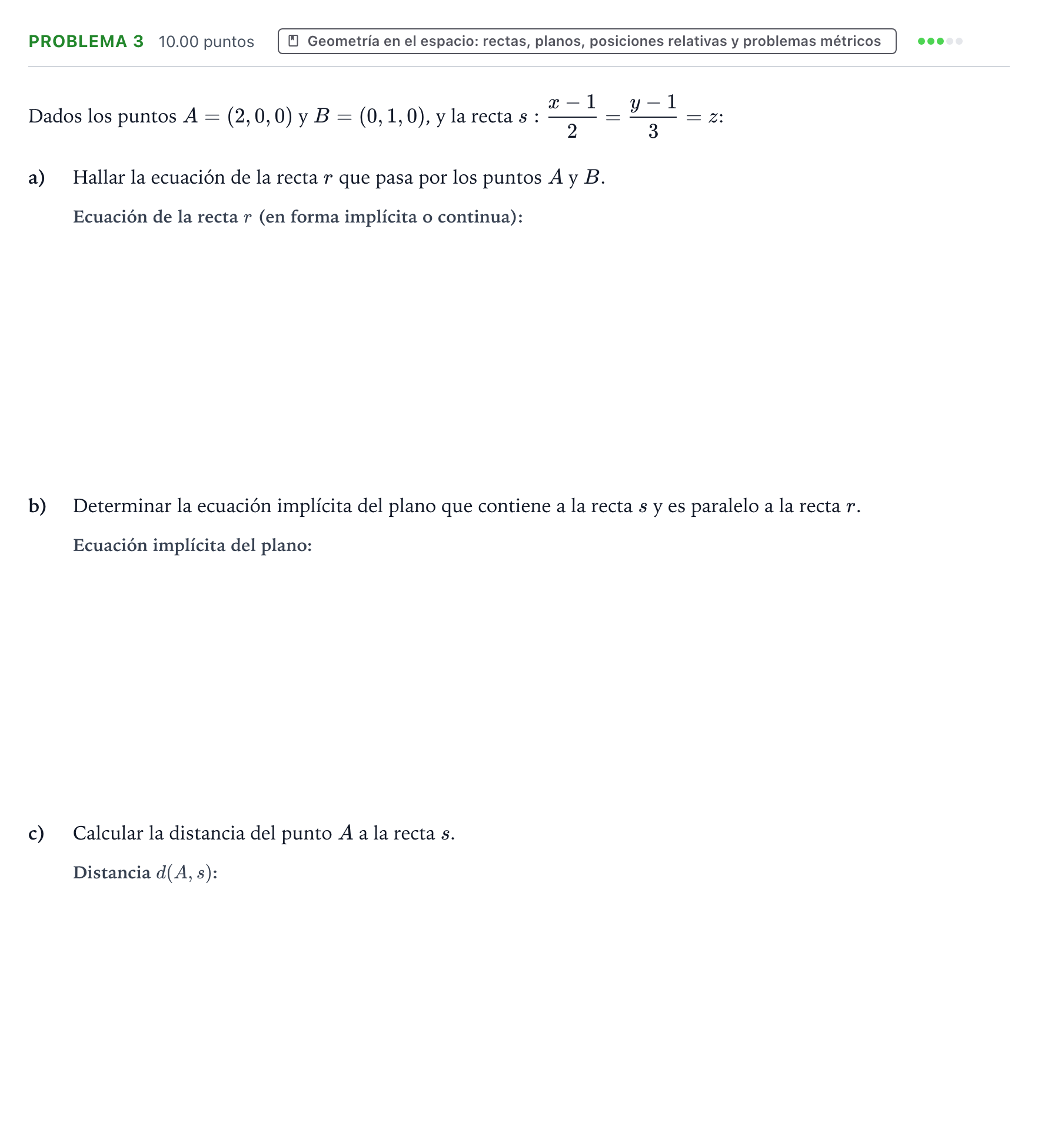Enunciado: Problema 3 · Matemáticas II PAU Valencia Extraordinaria 2022