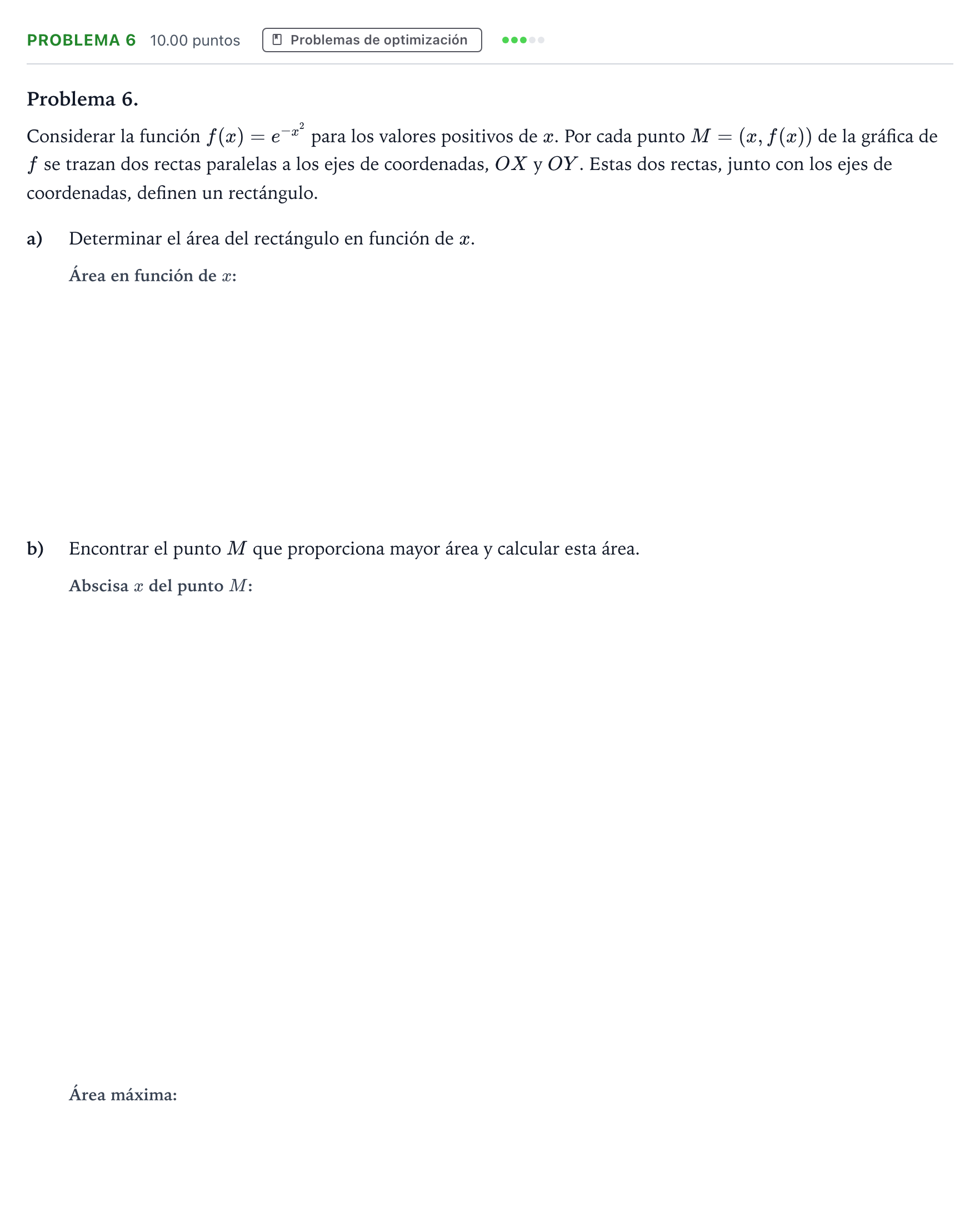 Enunciado: Problema 6 · Matemáticas II PAU Valencia Extraordinaria 2022