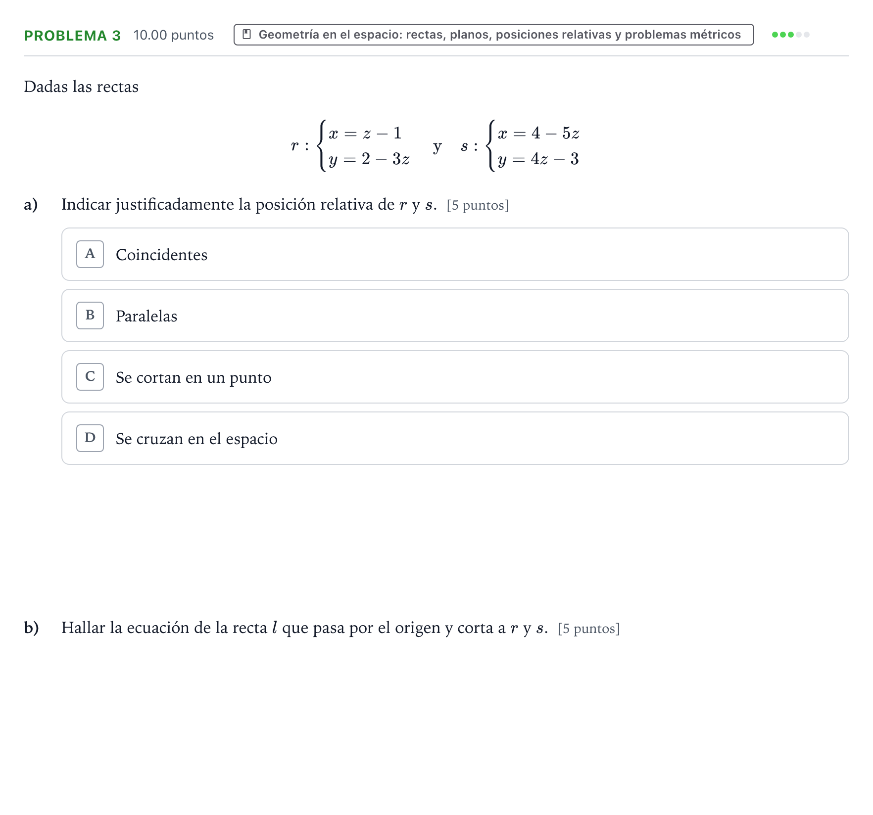 Enunciado: Problema 3 · Matemáticas II PAU Valencia Ordinaria 2022
