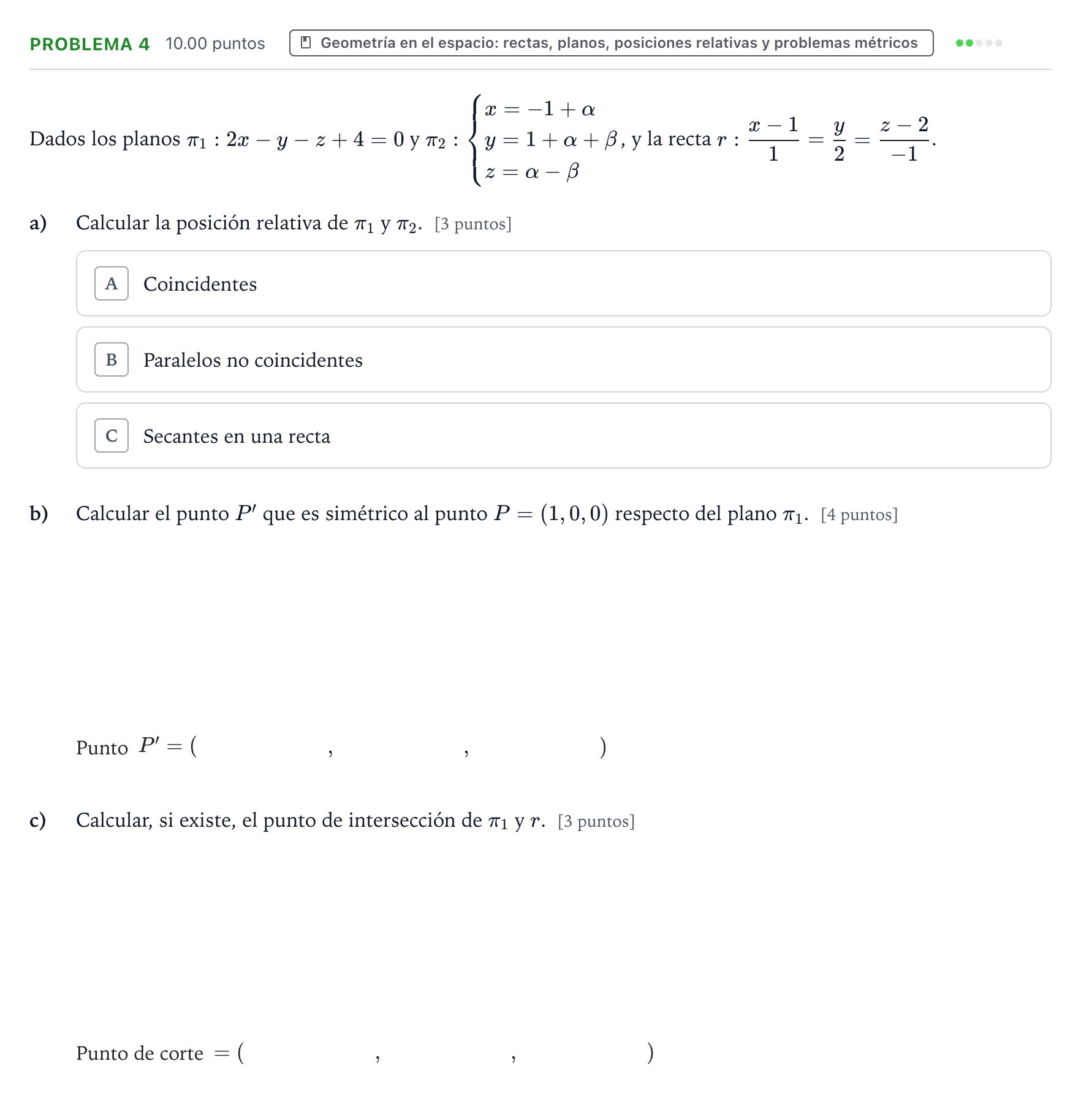 Enunciado: Problema 4 · Matemáticas II PAU Valencia Ordinaria 2022