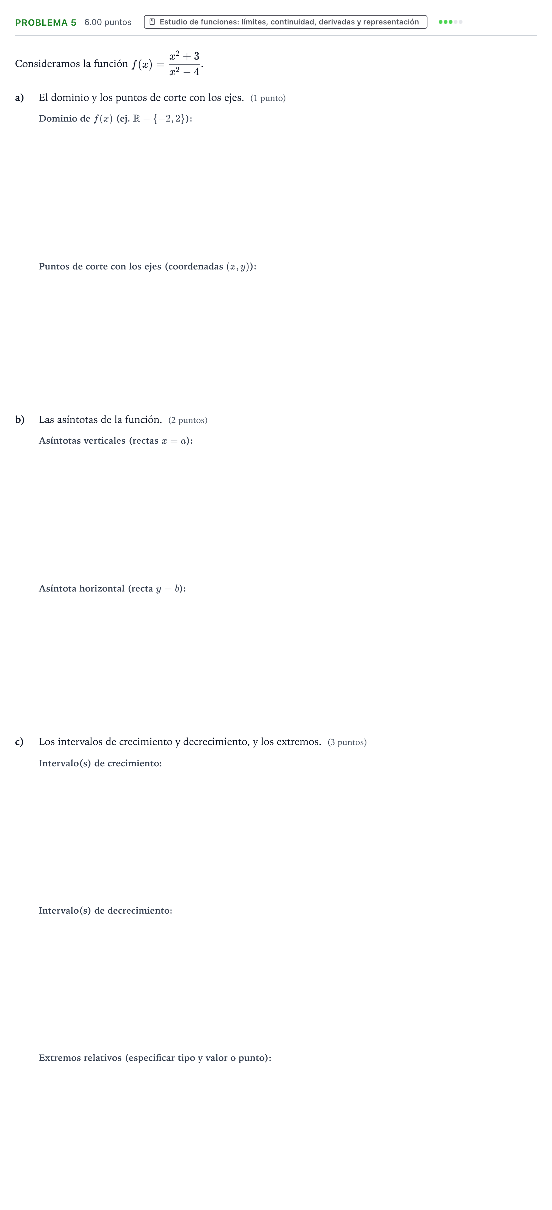 Enunciado: Problema 5 - Estudio de funciones · Matemáticas II PAU Valencia Ordinaria 2022