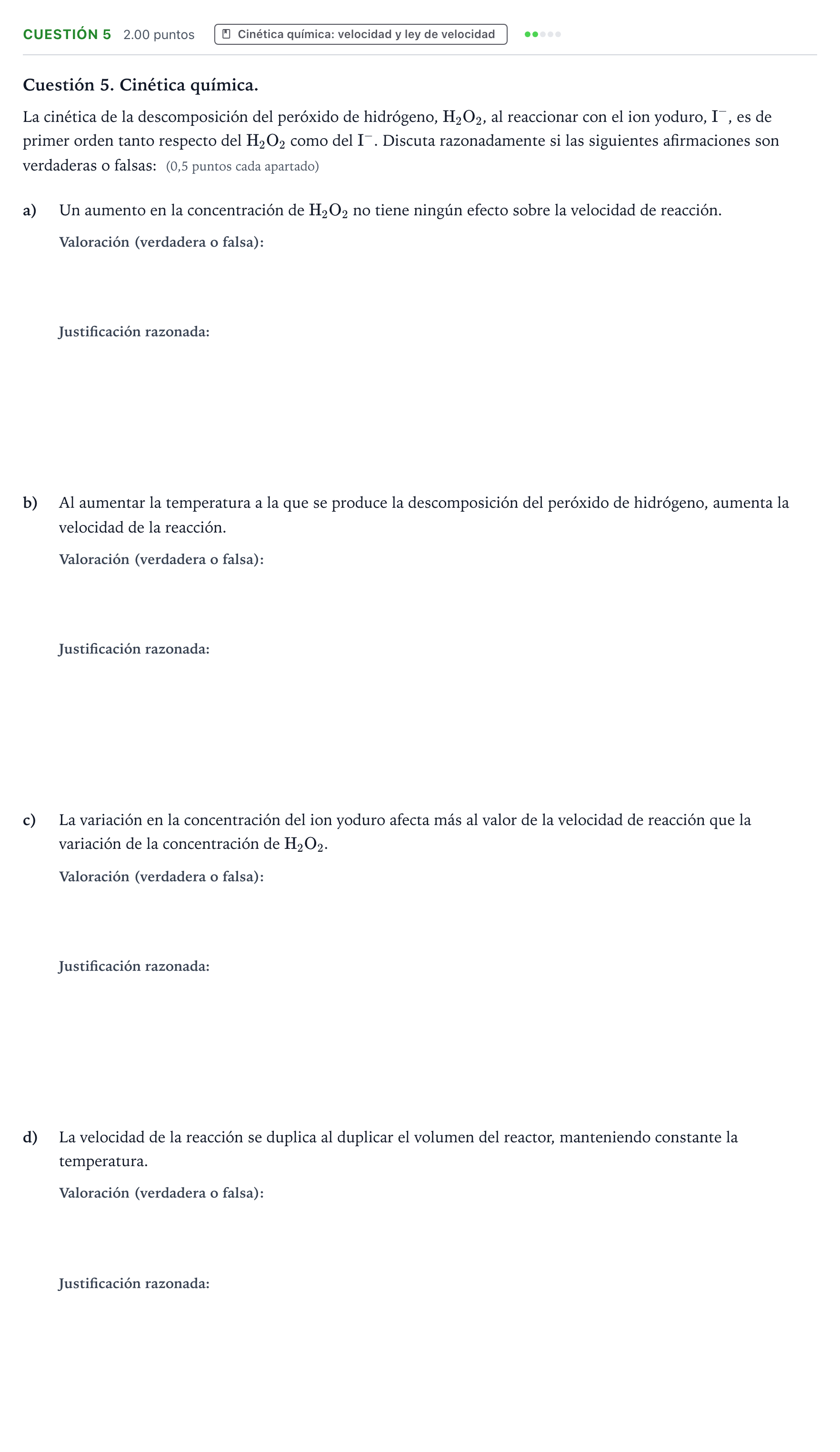 Enunciado: Cuestión 5 · Química PAU Valencia Extraordinaria 2022