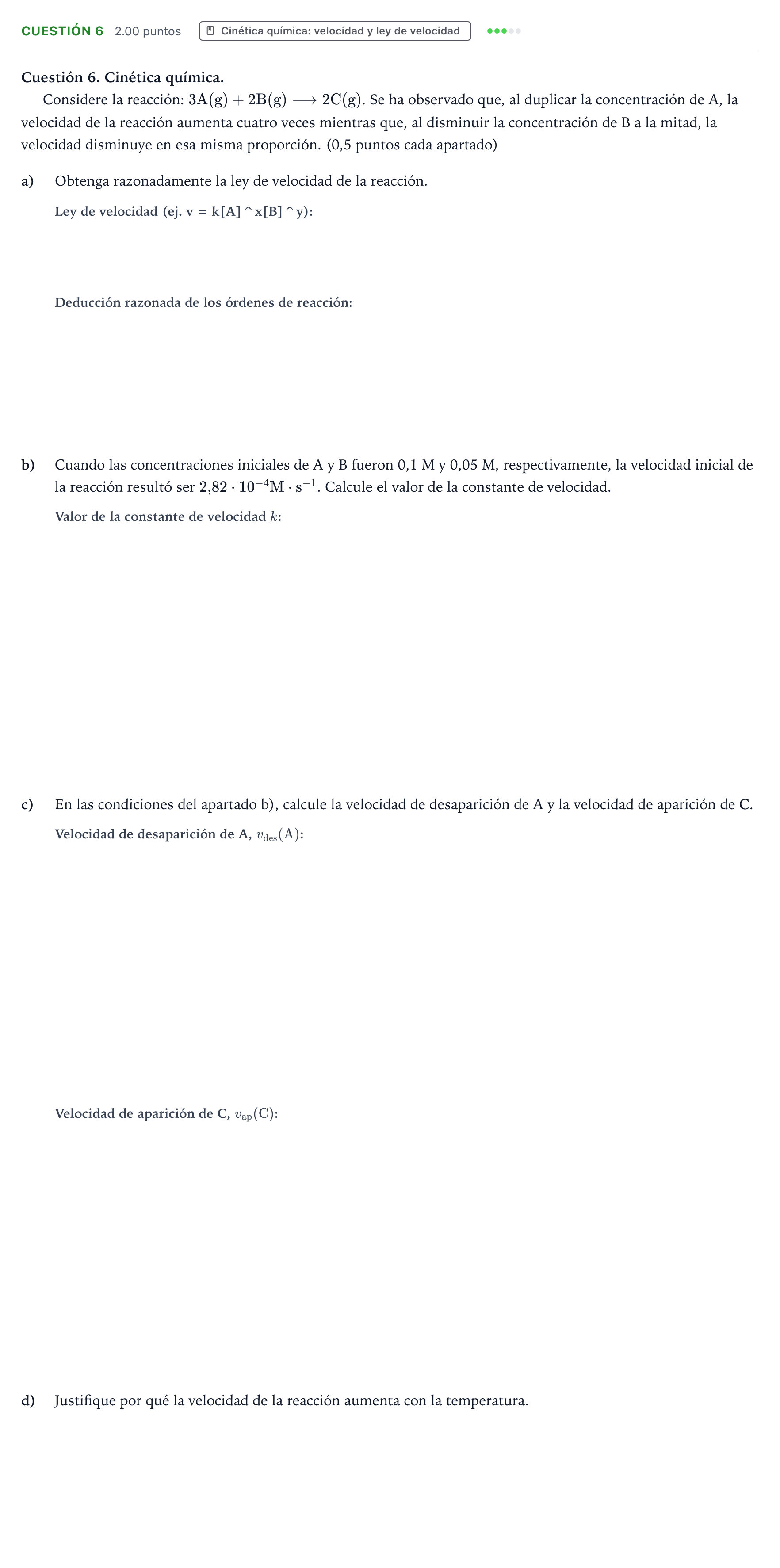 Enunciado: Cuestión 6 · Química PAU Valencia Ordinaria 2022