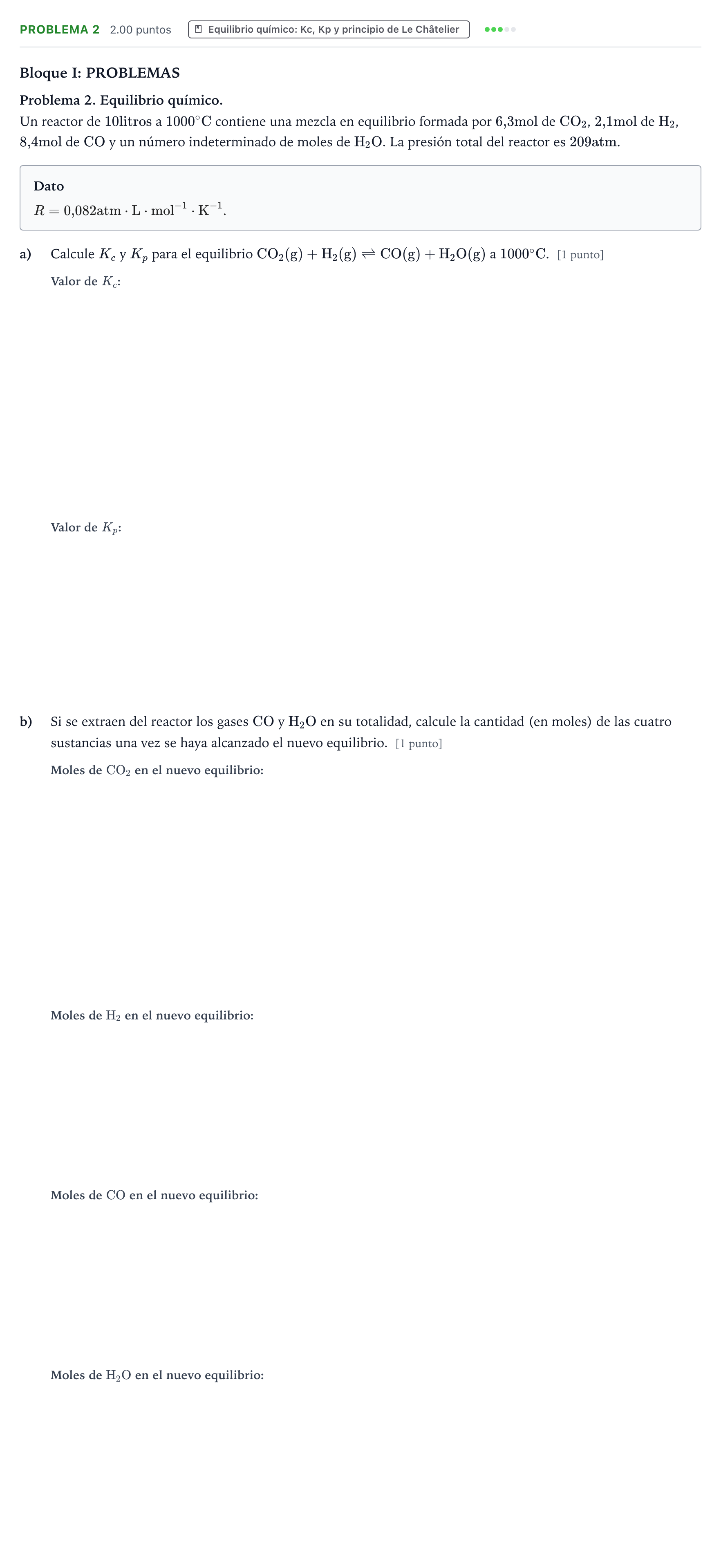 Enunciado: Problema 2 · Química PAU Valencia Ordinaria 2022