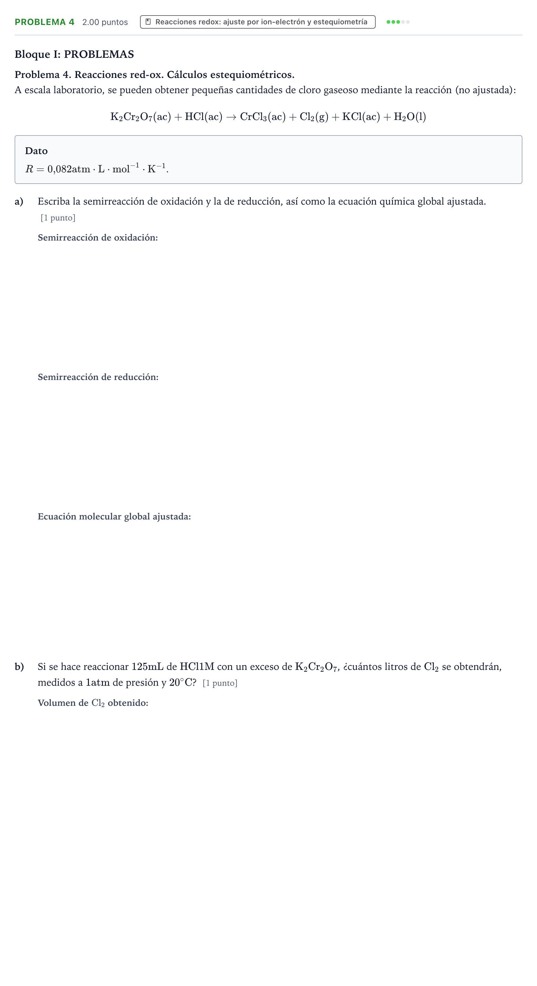Enunciado: Problema 4 · Química PAU Valencia Ordinaria 2022