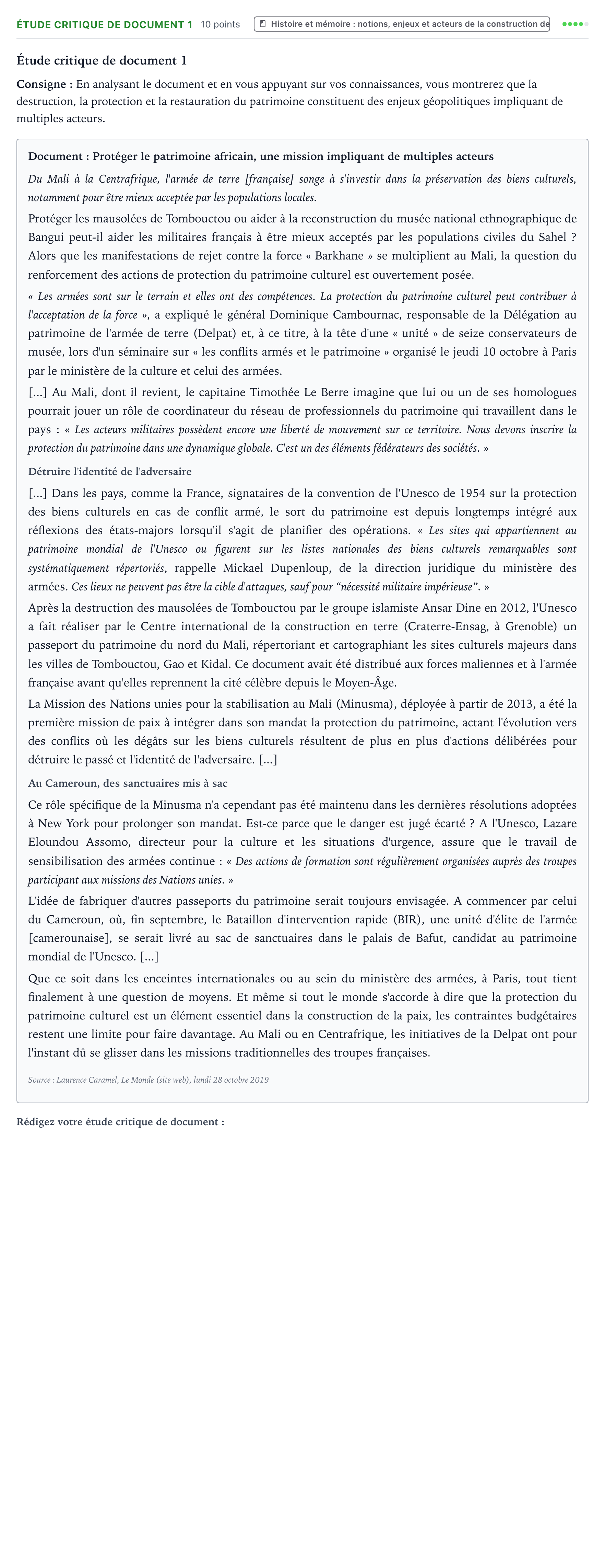 Énoncé: Exercice Étude critique de document 1 · Bac Histoire-Géographie, Géopolitique et Sciences Politiques Amérique du Nord 2021 (jour 1)