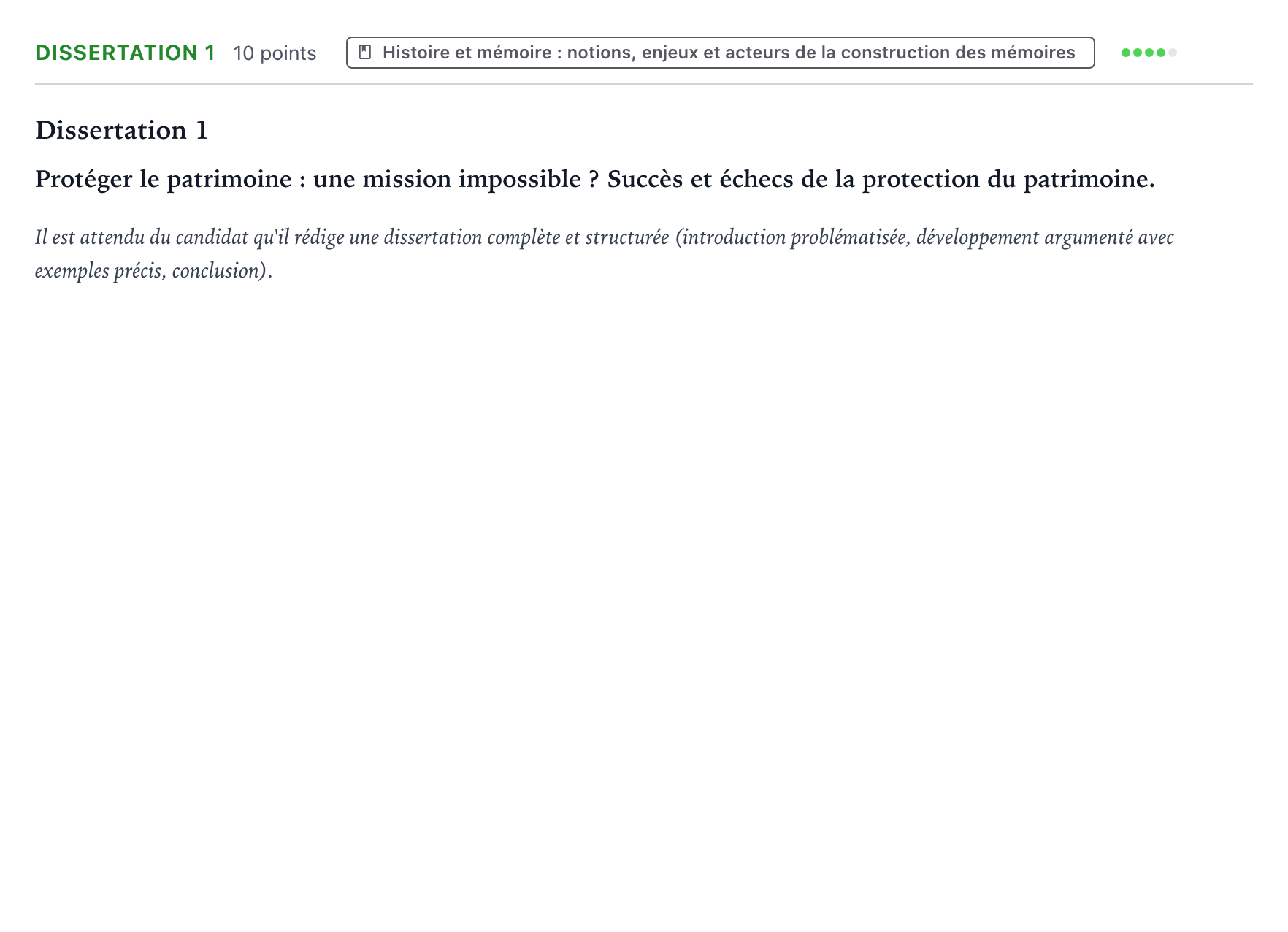 Énoncé: Dissertation 1 · Bac Histoire-Géographie, Géopolitique et Sciences Politiques Amérique du Nord 2021 (jour 2)