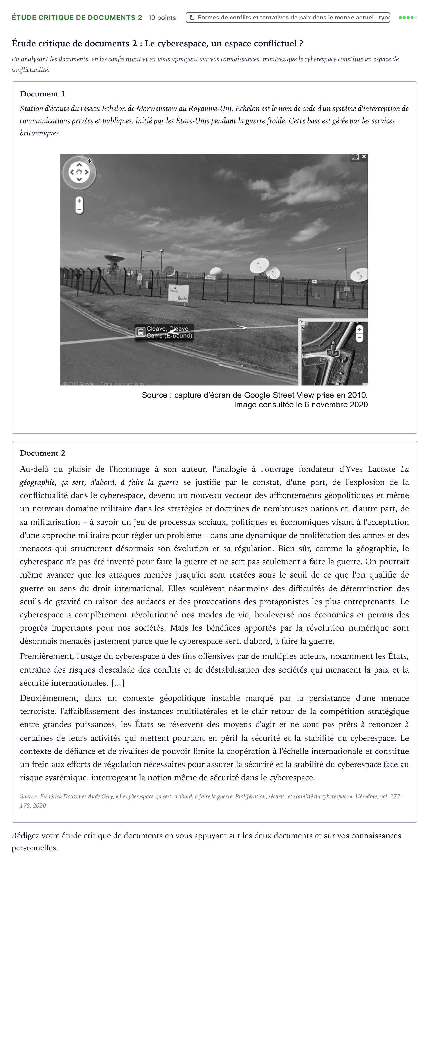 Énoncé: Exercice Étude critique de documents 2 · Bac Histoire-Géographie, Géopolitique et Sciences Politiques Métropole 2 remplacement 2021