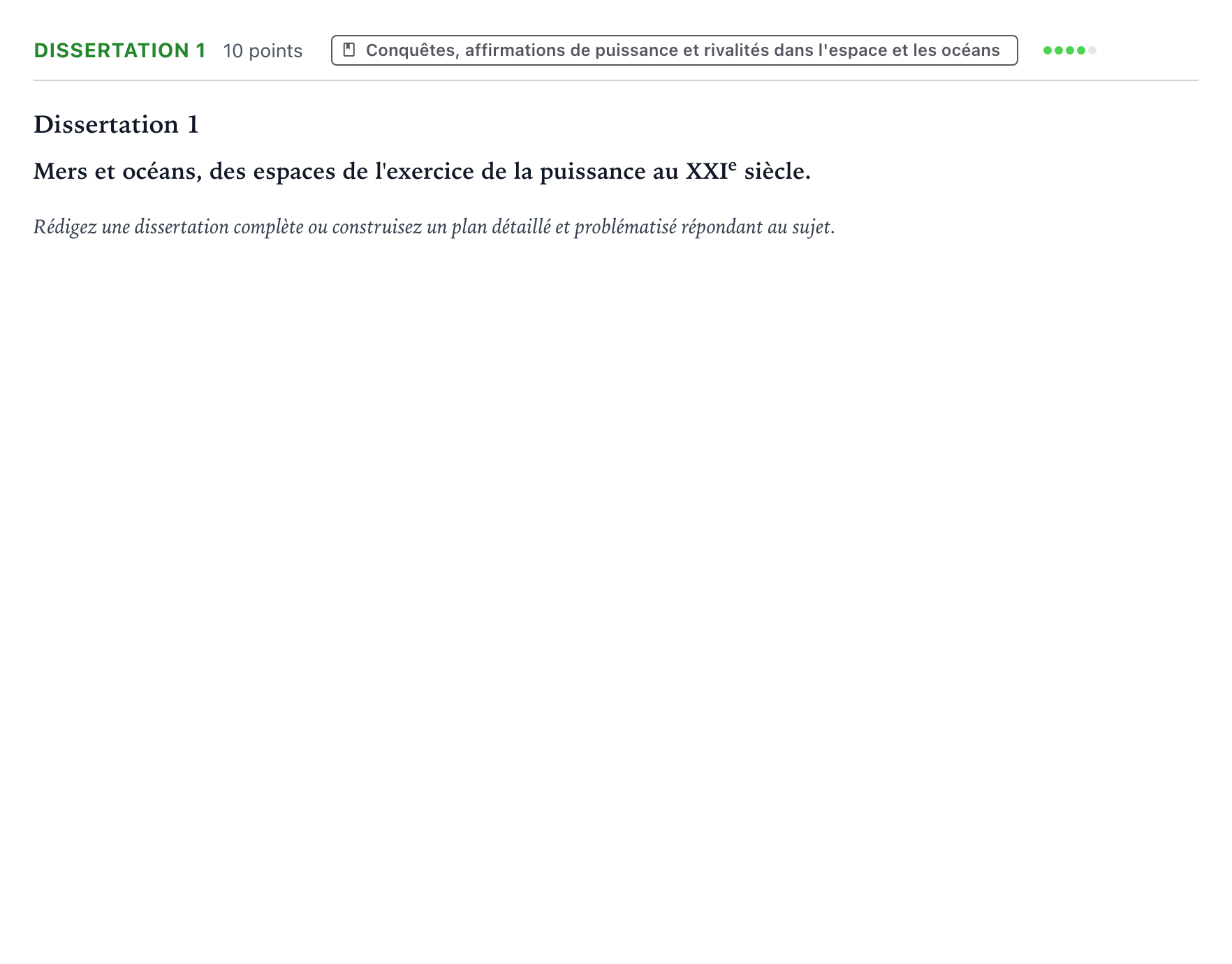 Énoncé: Dissertation 1 · Bac Histoire-Géographie, Géopolitique et Sciences Politiques Amérique du Nord 2022 (jour 2)