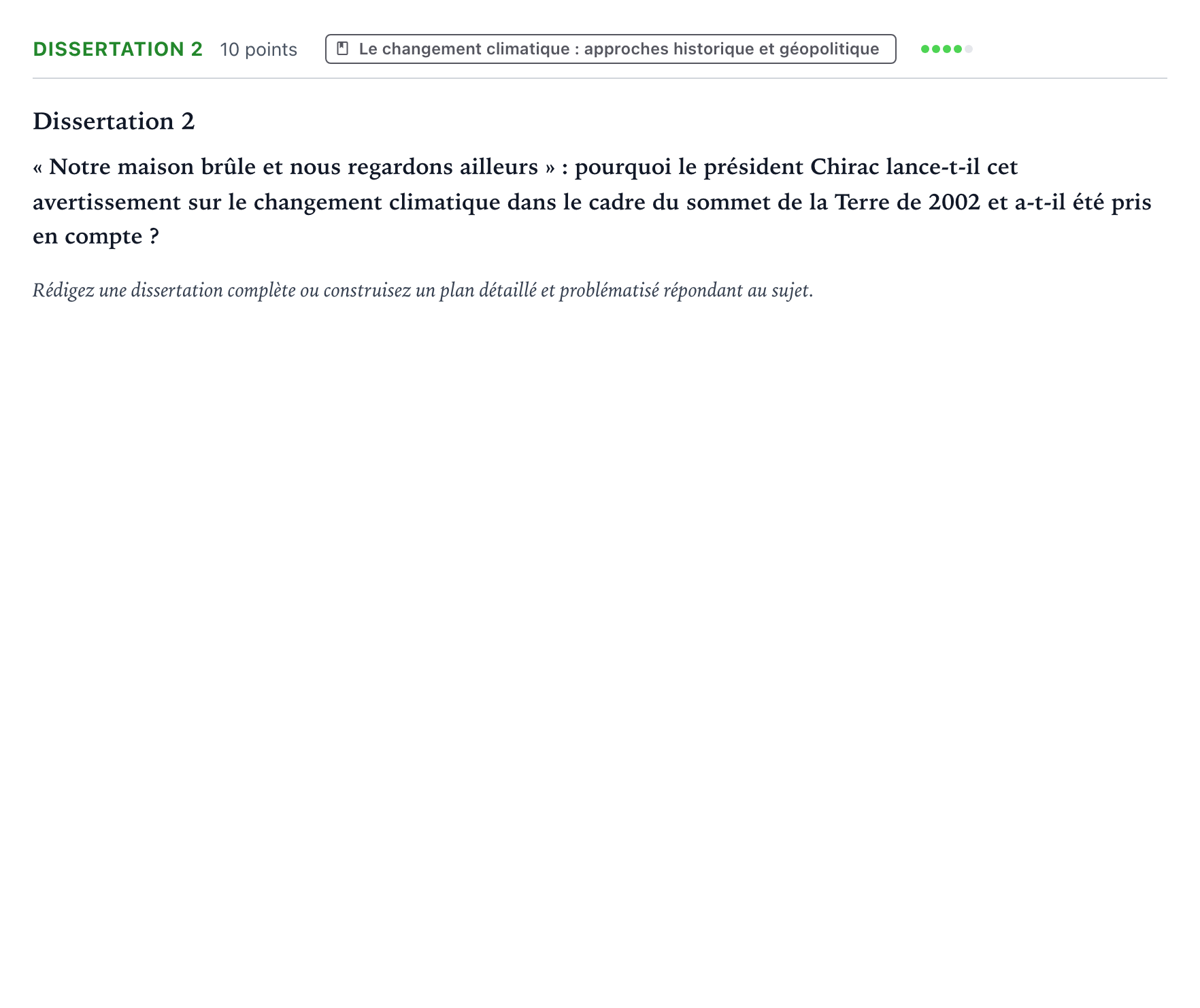Énoncé: Dissertation 2 · Bac Histoire-Géographie, Géopolitique et Sciences Politiques Amérique du Nord 2022 (jour 2)