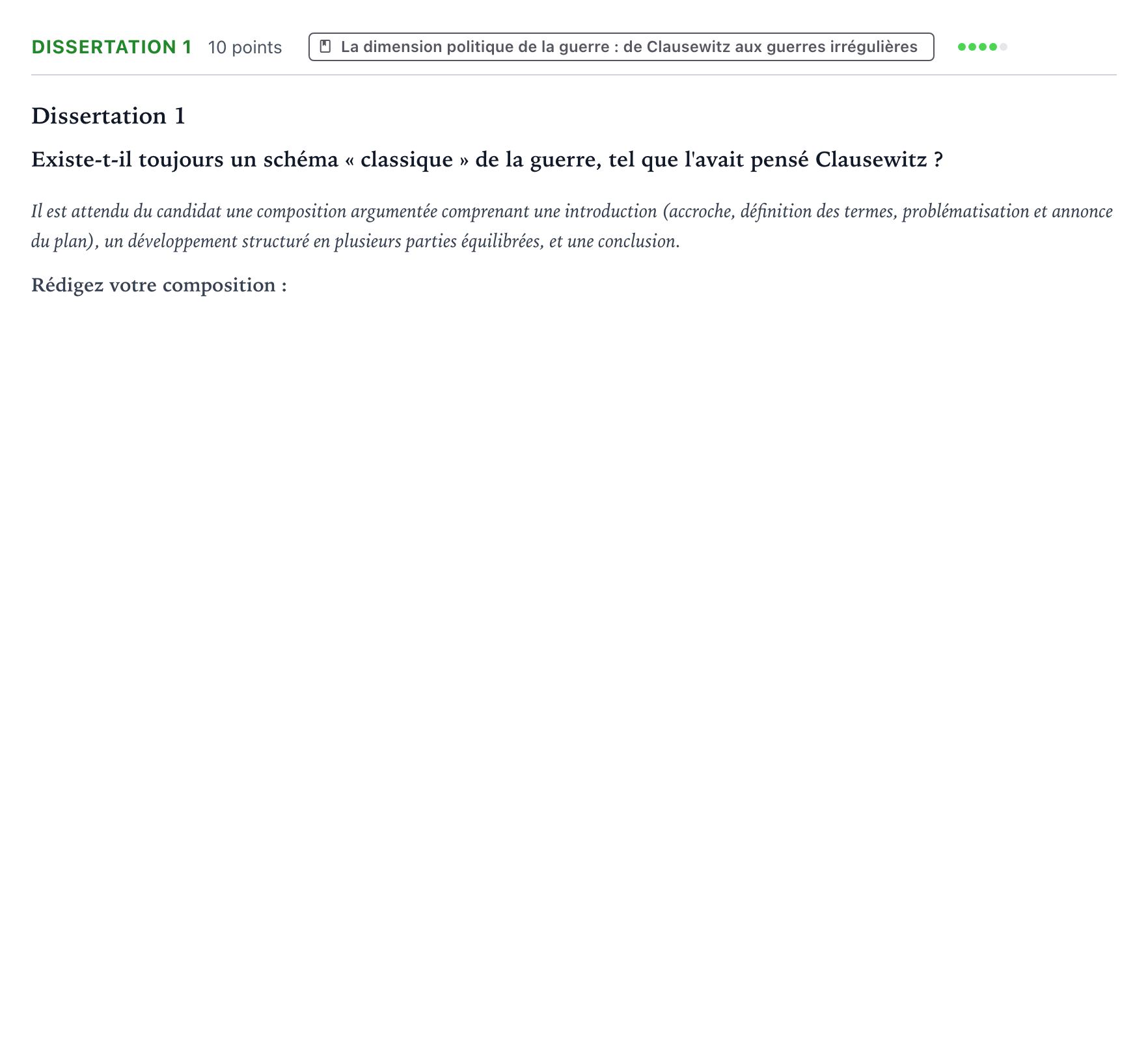Énoncé: Dissertation 1 · Bac Histoire-Géographie, Géopolitique et Sciences Politiques Amérique du Sud 2022 (jour 1)