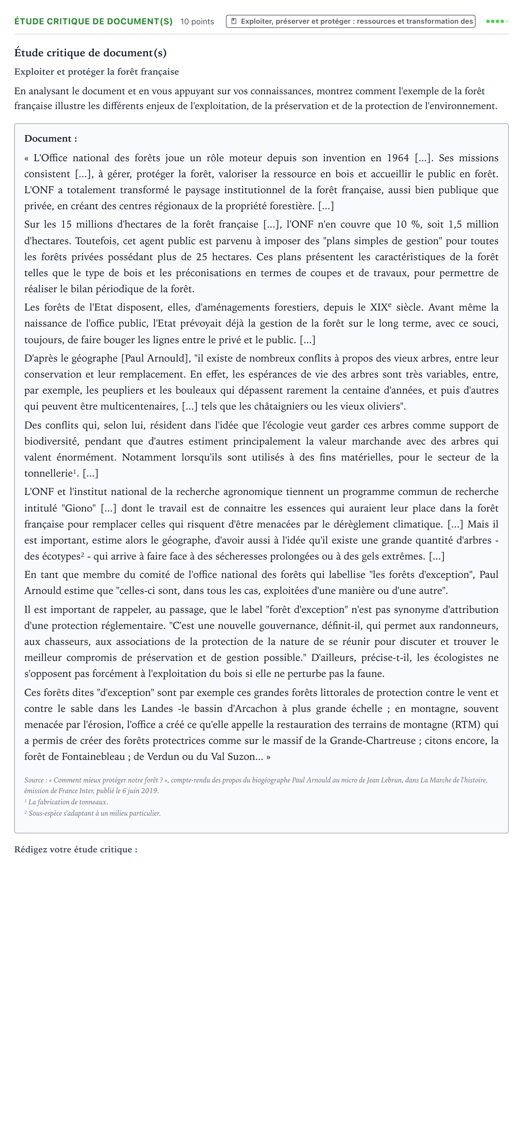 Énoncé: Exercice Étude critique de document(s) · Bac Histoire-Géographie, Géopolitique et Sciences Politiques Amérique du Sud 2022 (jour 1)