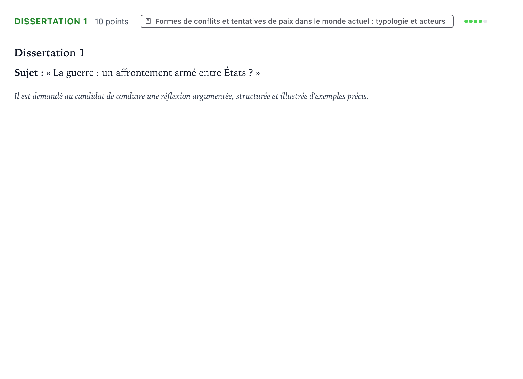 Énoncé: Dissertation 1 · Bac Histoire-Géographie, Géopolitique et Sciences Politiques Amérique du Sud 2022 (jour 2)