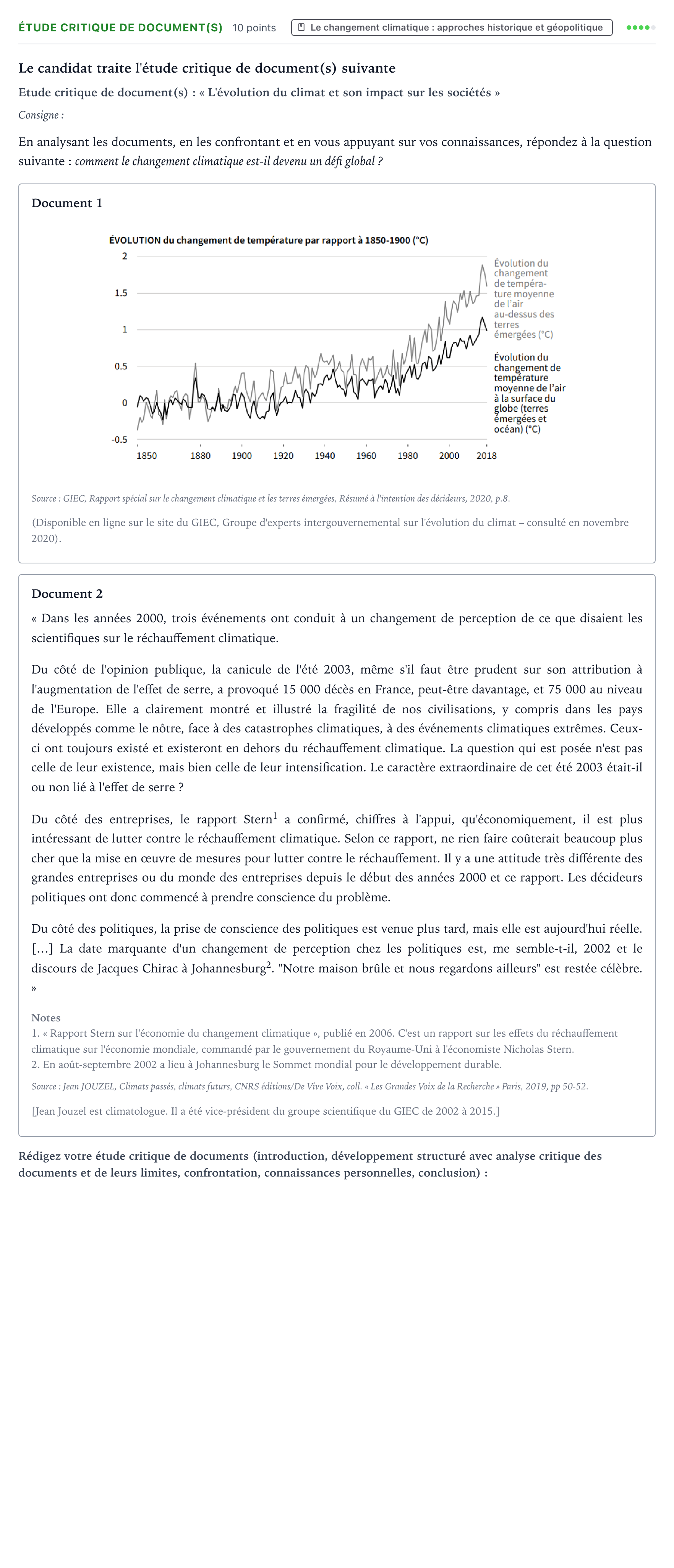 Énoncé: Exercice Étude critique de document(s) · Bac Histoire-Géographie, Géopolitique et Sciences Politiques Asie 2022 (jour 2)