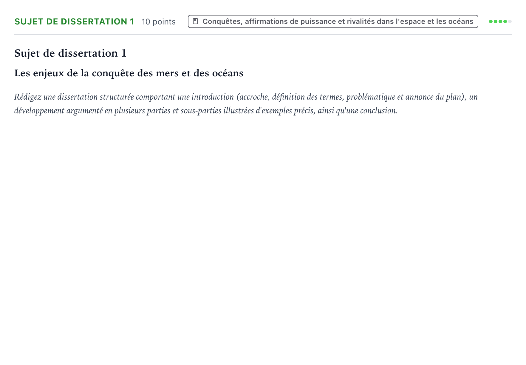 Énoncé: Sujet de dissertation 1 · Bac Histoire-Géographie, Géopolitique et Sciences Politiques Centres étrangers (Afrique) 2022 (jour 2)
