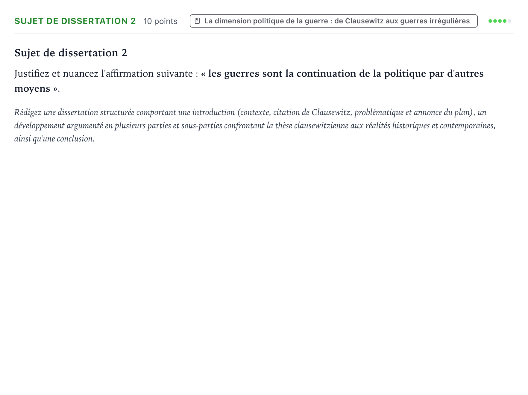 Énoncé: Sujet de dissertation 2 · Bac Histoire-Géographie, Géopolitique et Sciences Politiques Centres étrangers (Afrique) 2022 (jour 2)