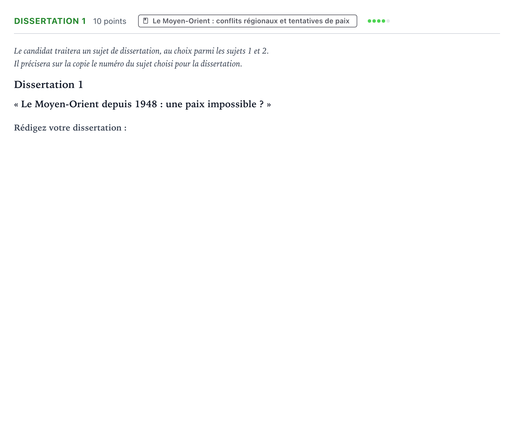 Énoncé: Dissertation 1 · Bac Histoire-Géographie, Géopolitique et Sciences Politiques Mayotte-Liban 2022 (jour 2)